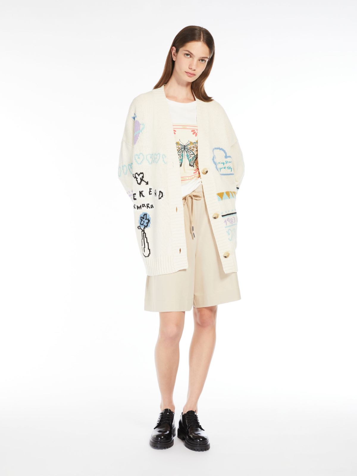 Oversized jacquard cotton cardigan