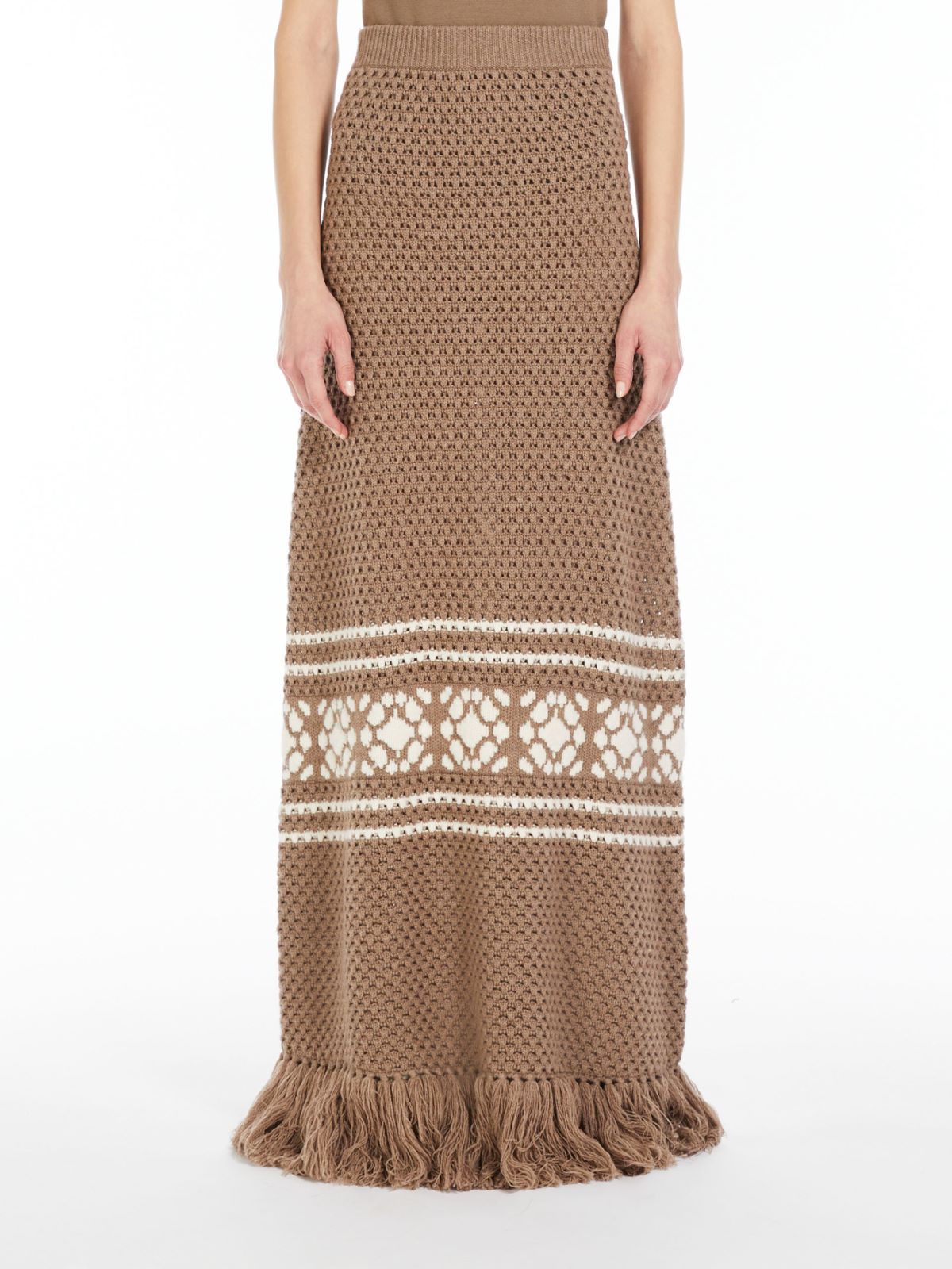 Wool and cashmere skirt with fringes