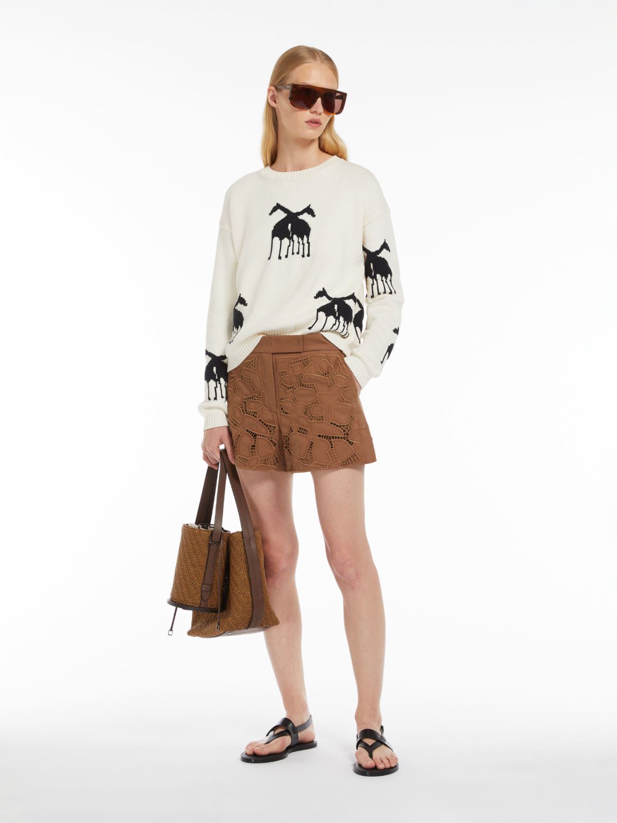 Embroidered cotton shorts