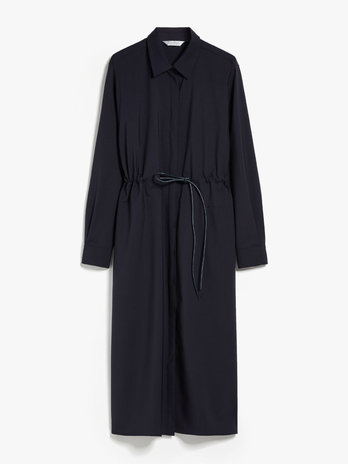 Wool poplin midi dress