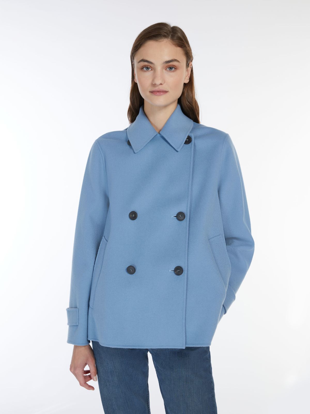 Double-breasted wool pea coat