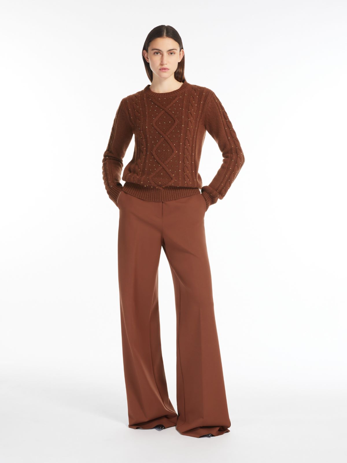 Wool and cashmere cable-knit jumper