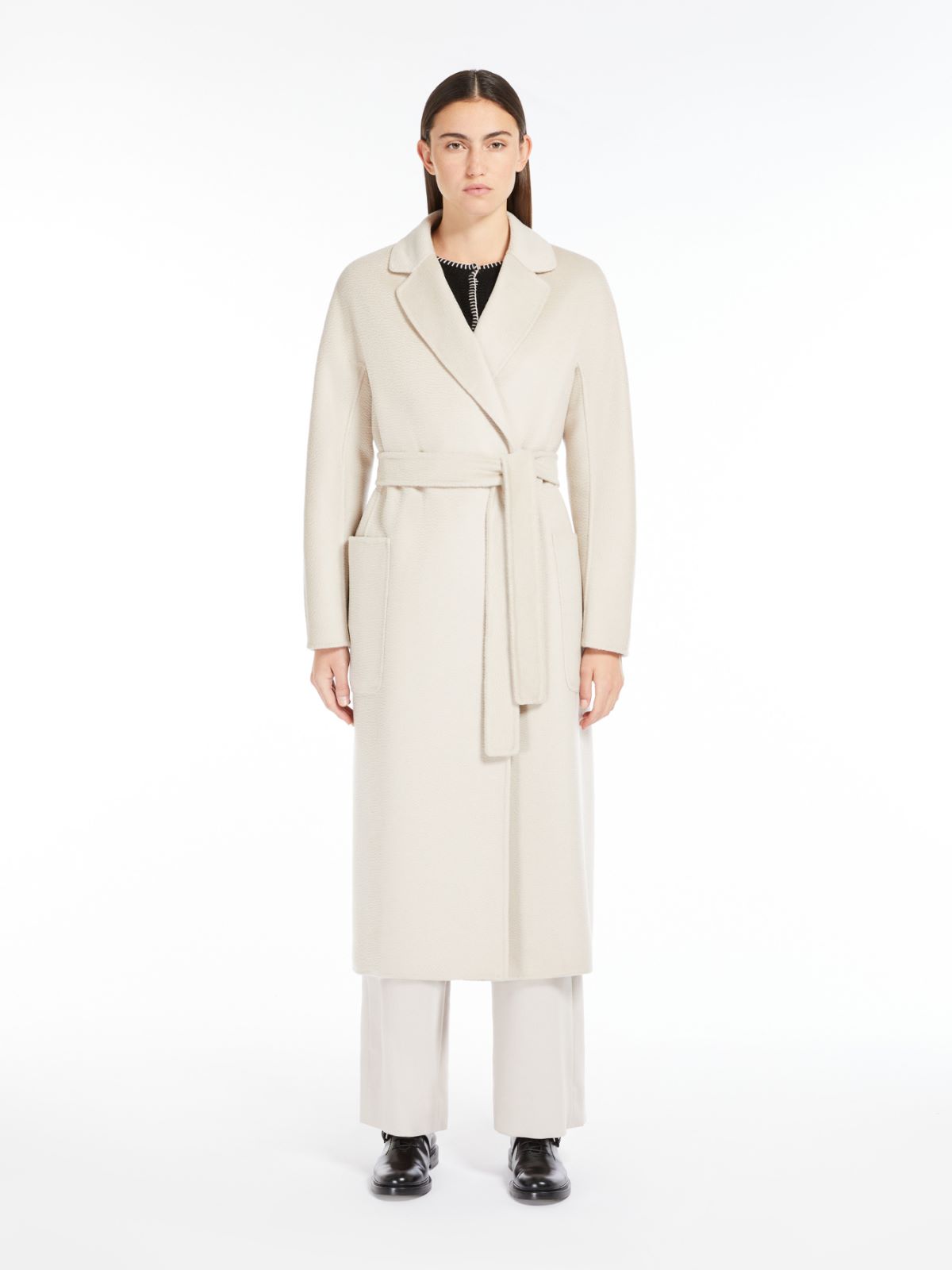 Cashmere and wool wrap coat