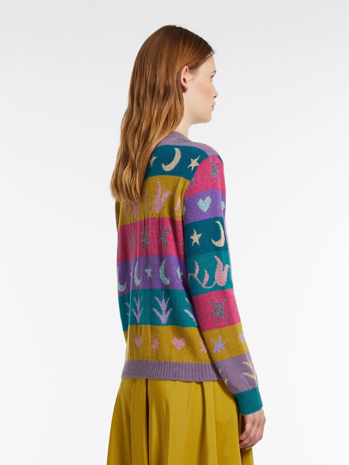 Jacquard-knit alpaca, wool and lurex sweater
