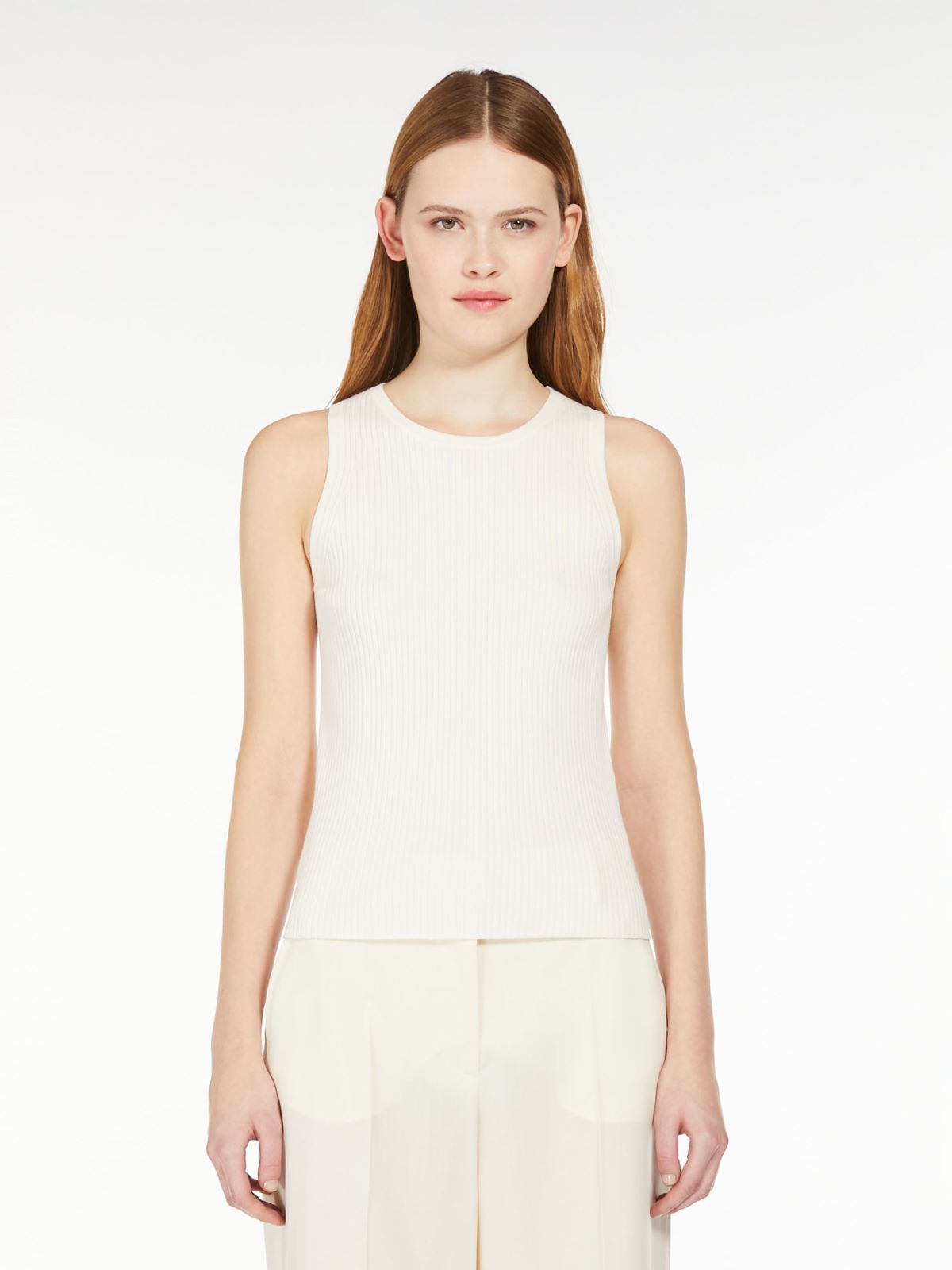 Rib-knit viscose top