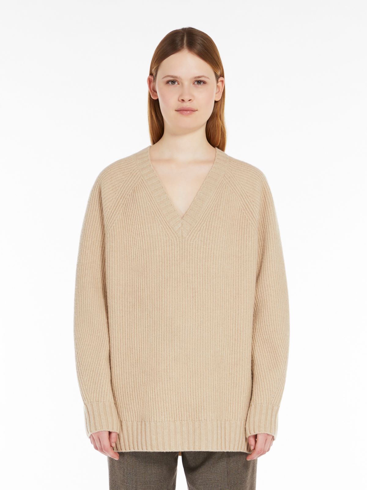 Wool, viscose and cashmere V-neck sweater