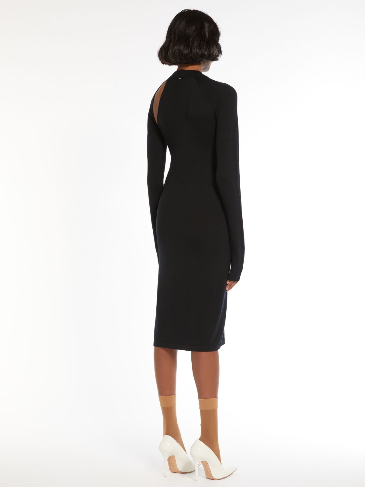 Slim-fit knitted wool and silk dress
