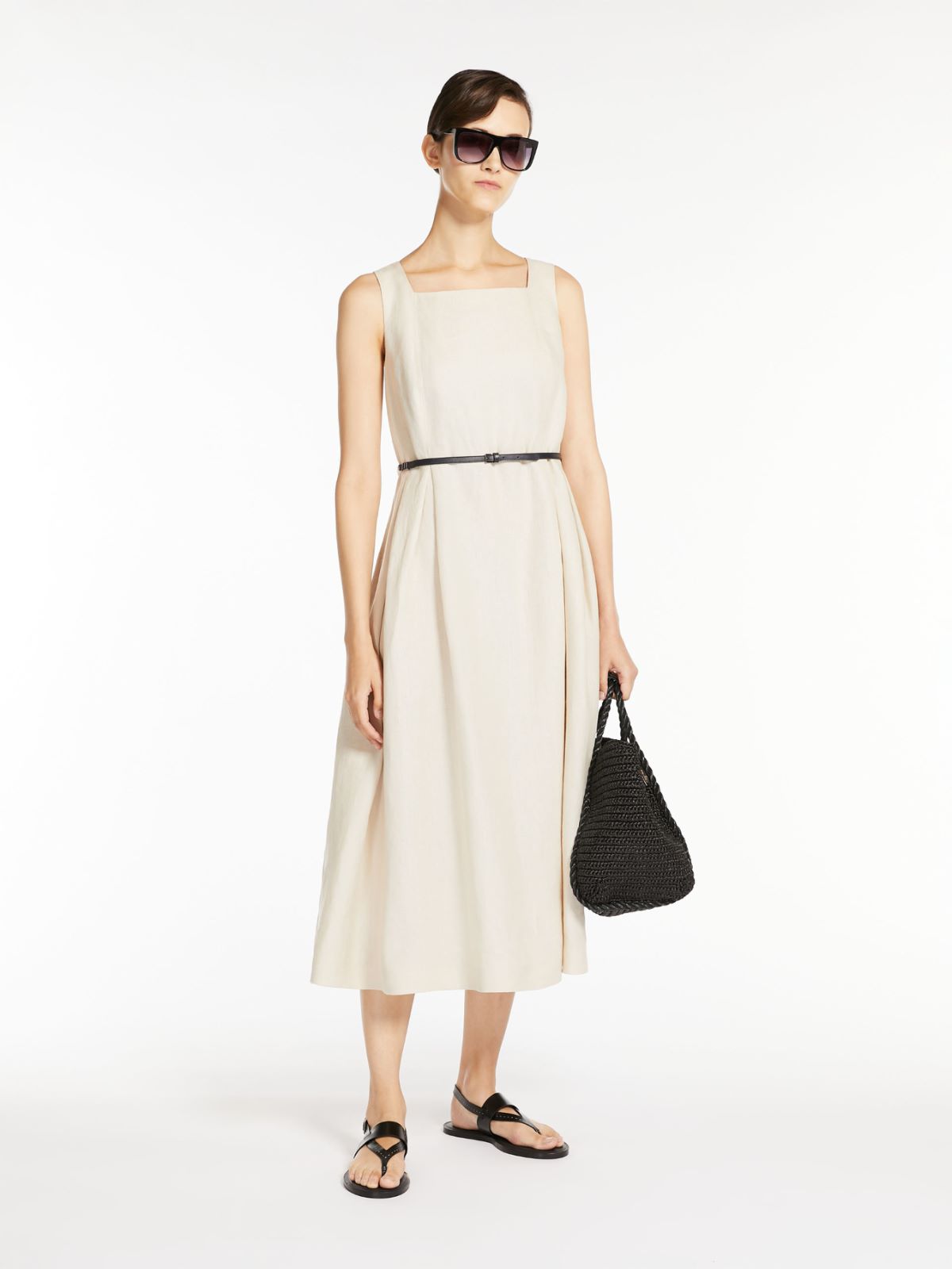 Linen dress with belt
