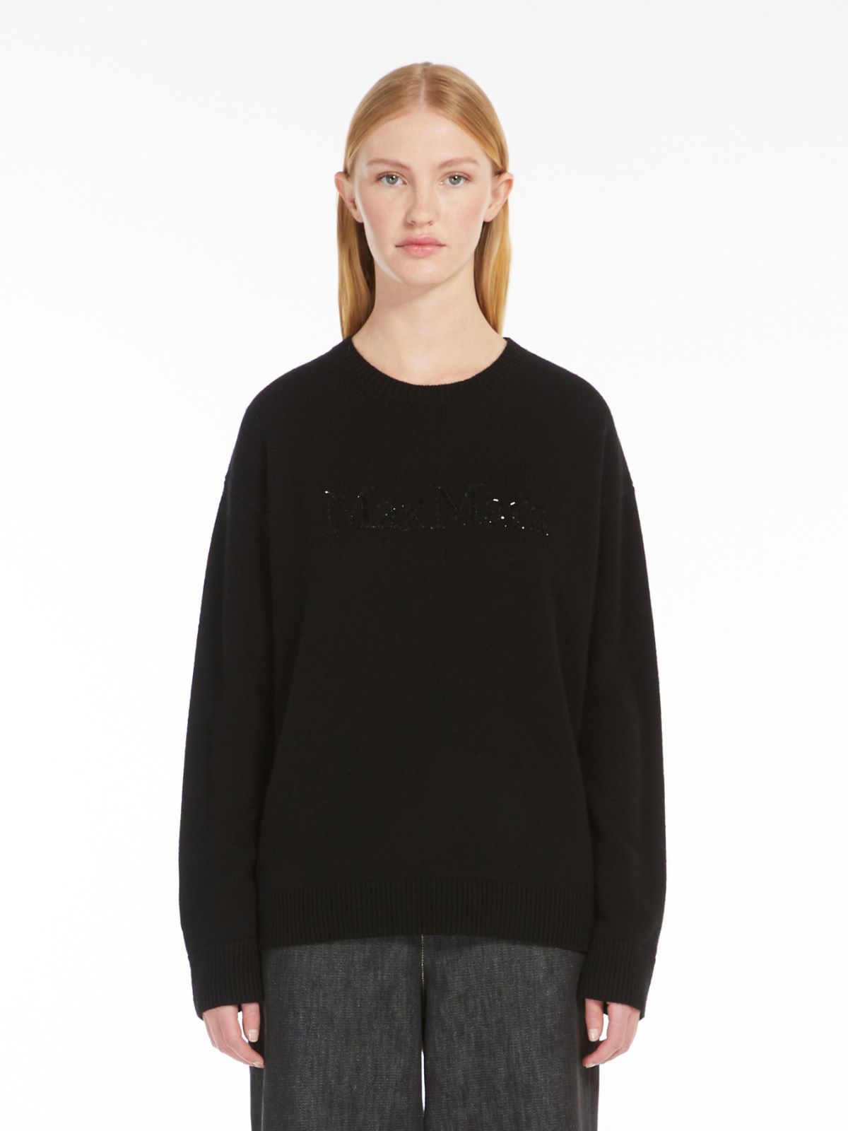 Wool and cashmere jumper with logo