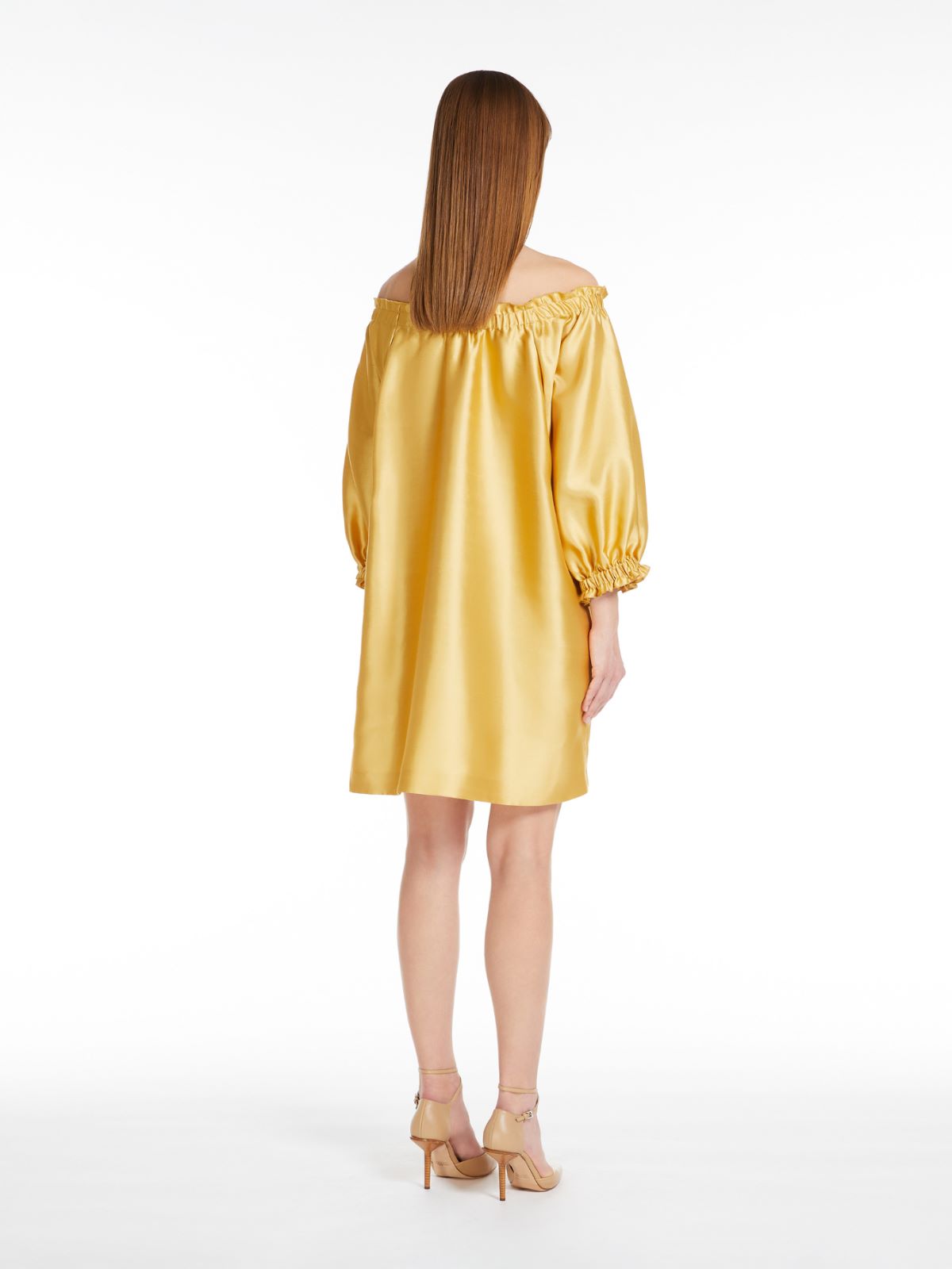 Short dress in silk-blend shantung