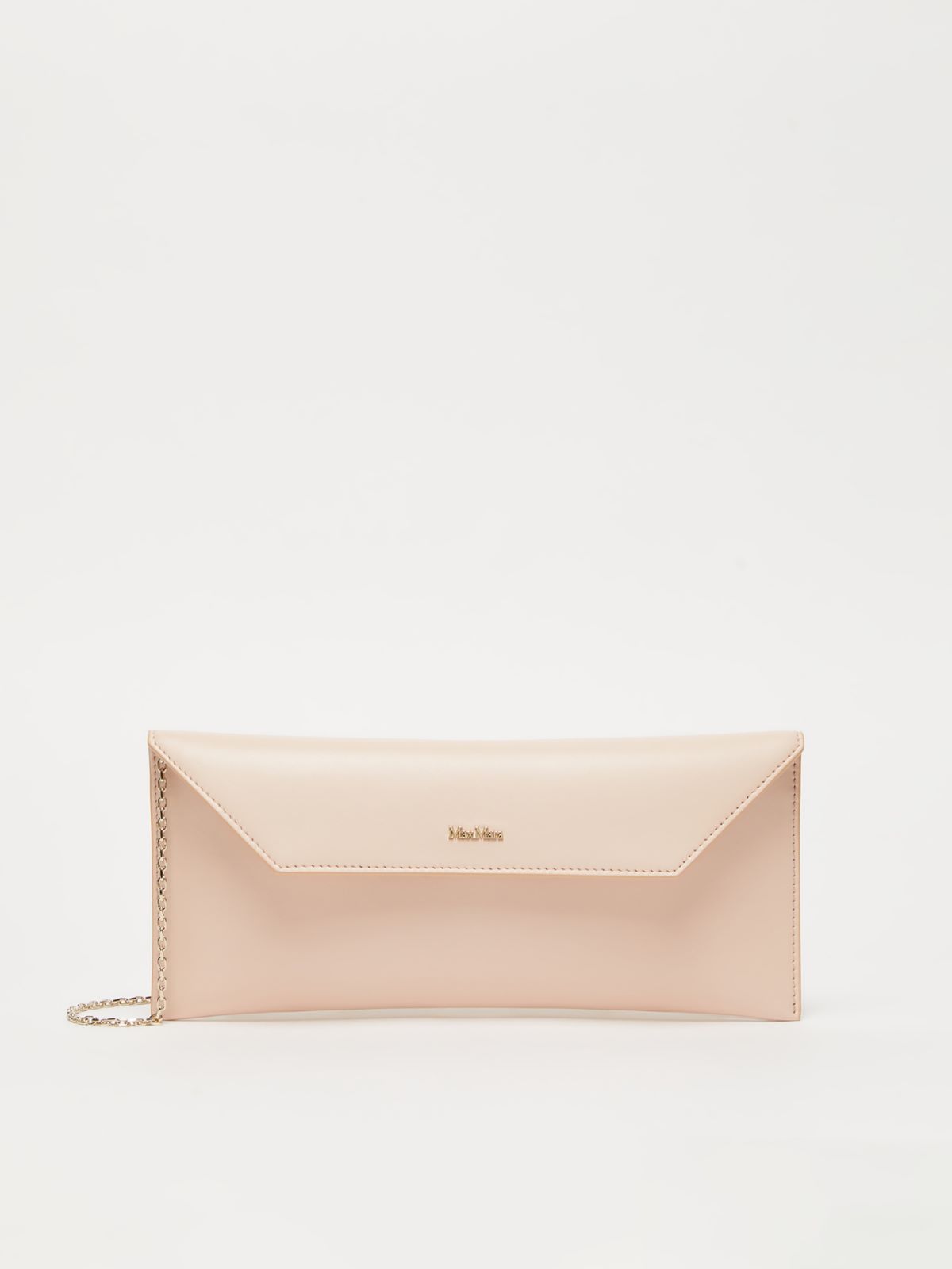 Smooth semi-gloss leather clutch bag