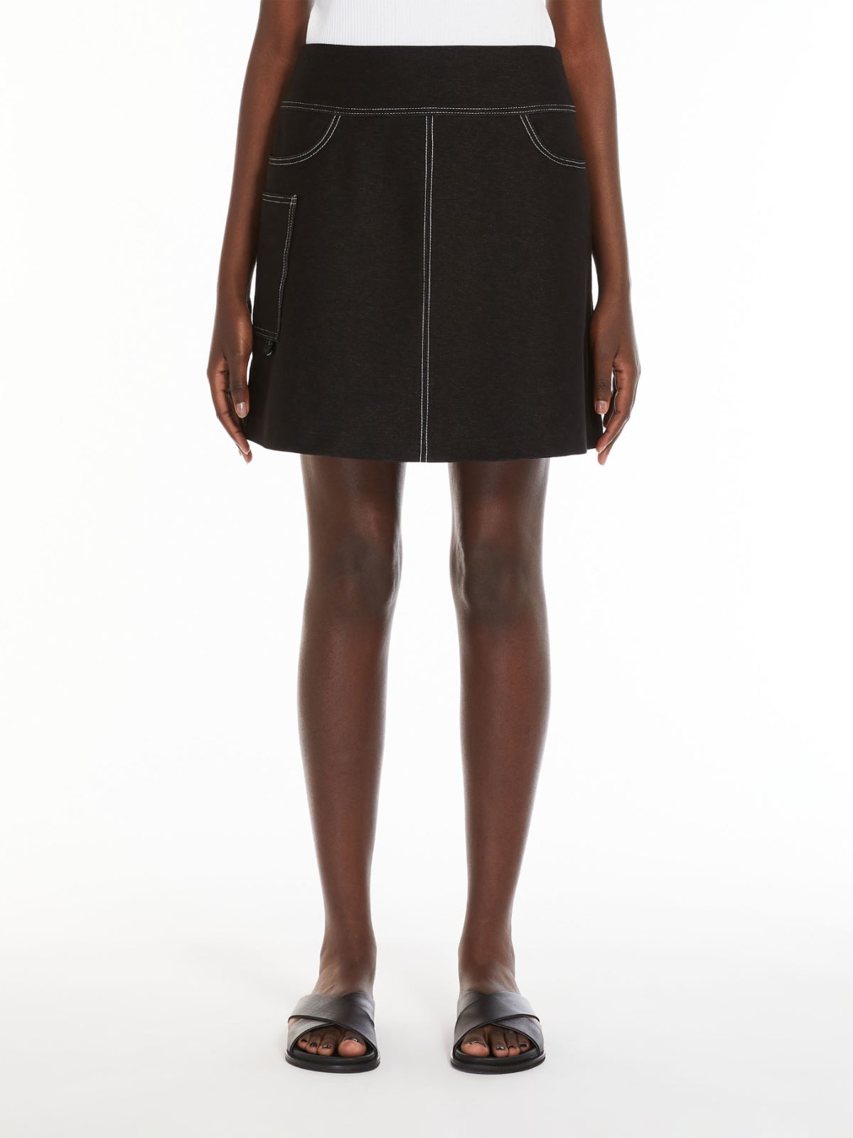 Short denim-look jersey skirt