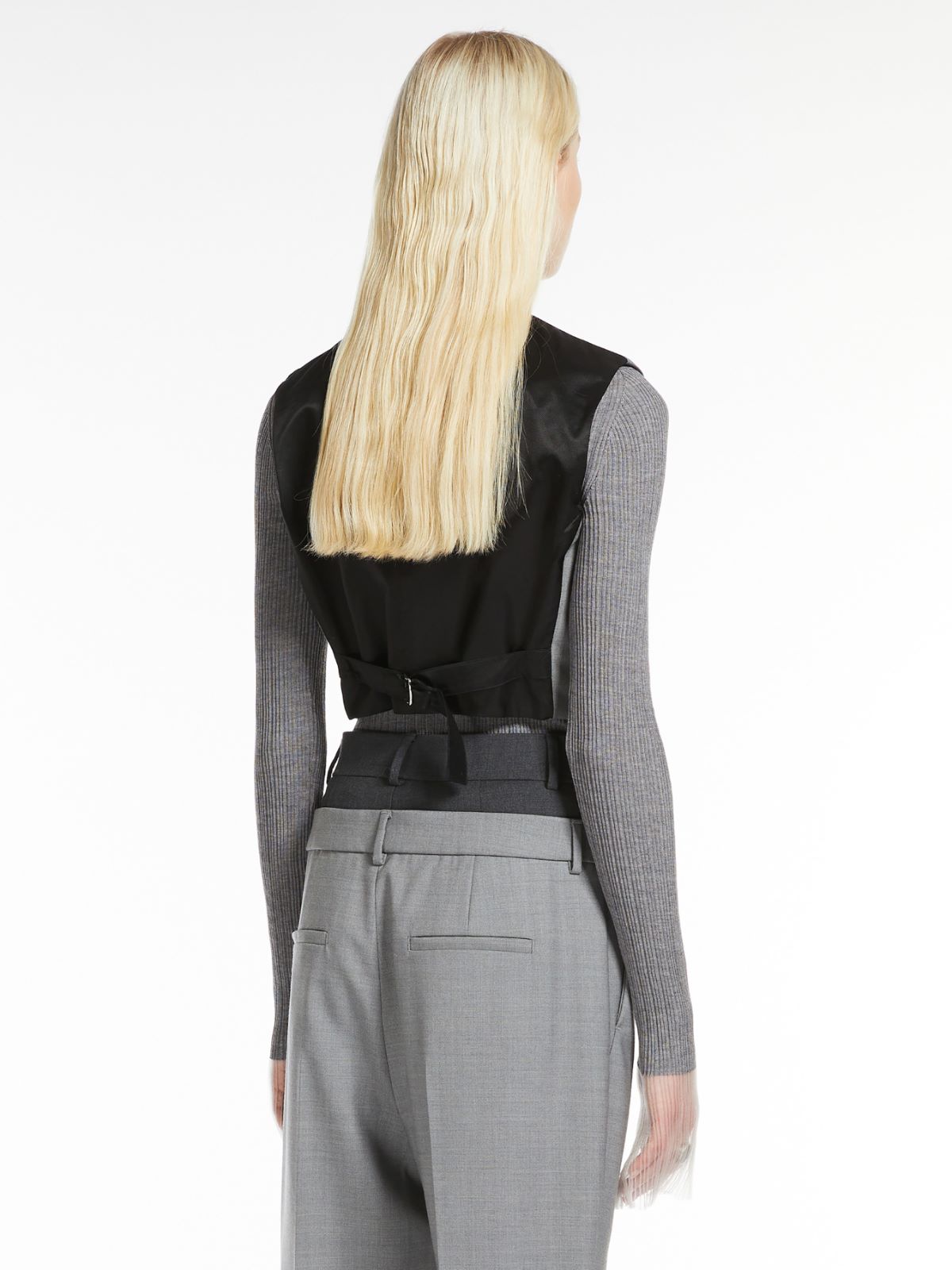Cropped stretch wool waistcoat