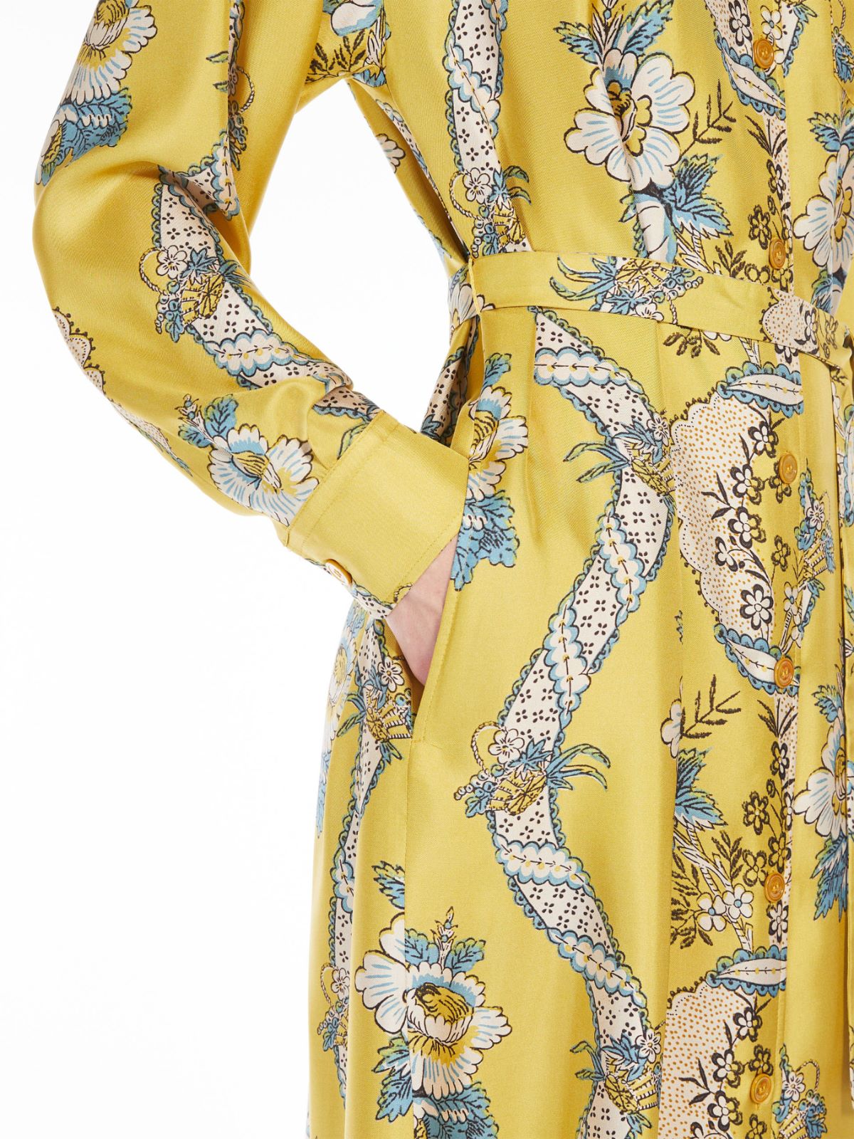 Printed silk shirt dress