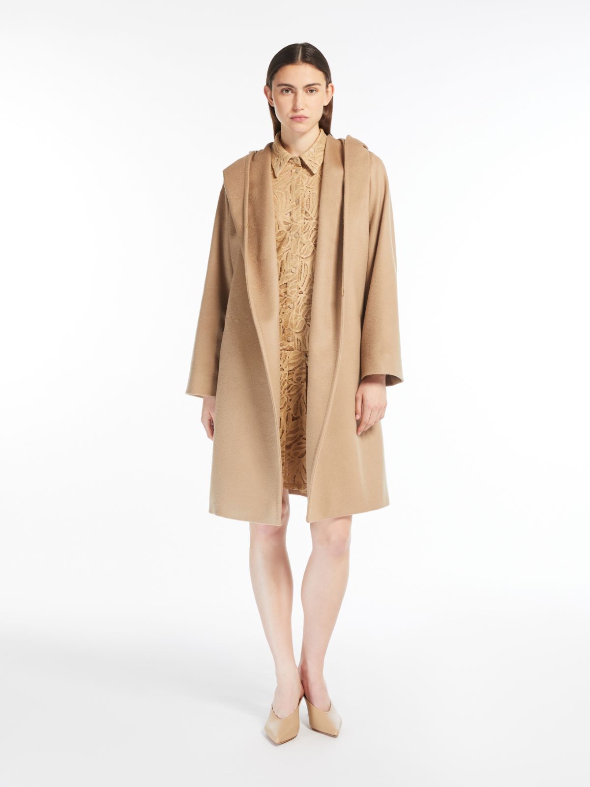 Hooded wool coat