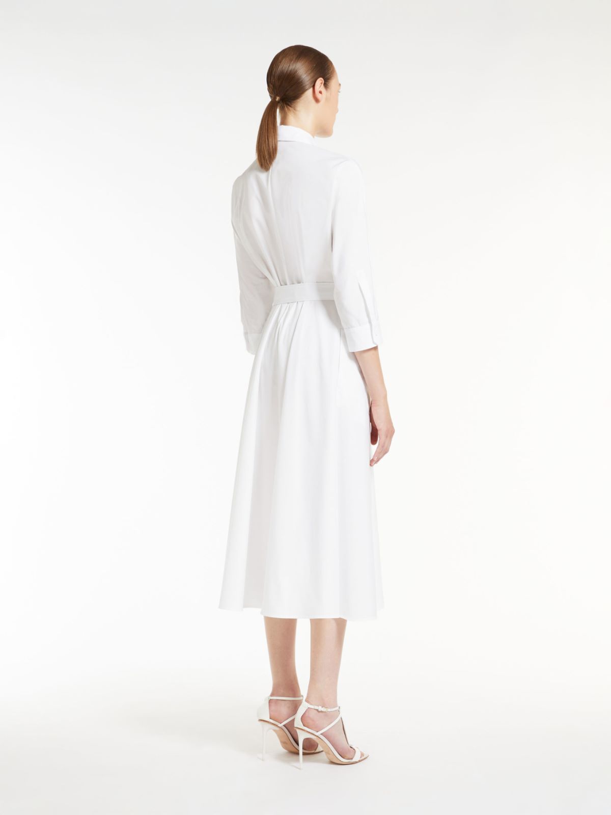 Satin shirt dress with belt