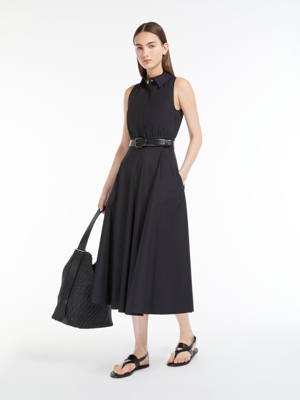 Cotton poplin polo dress