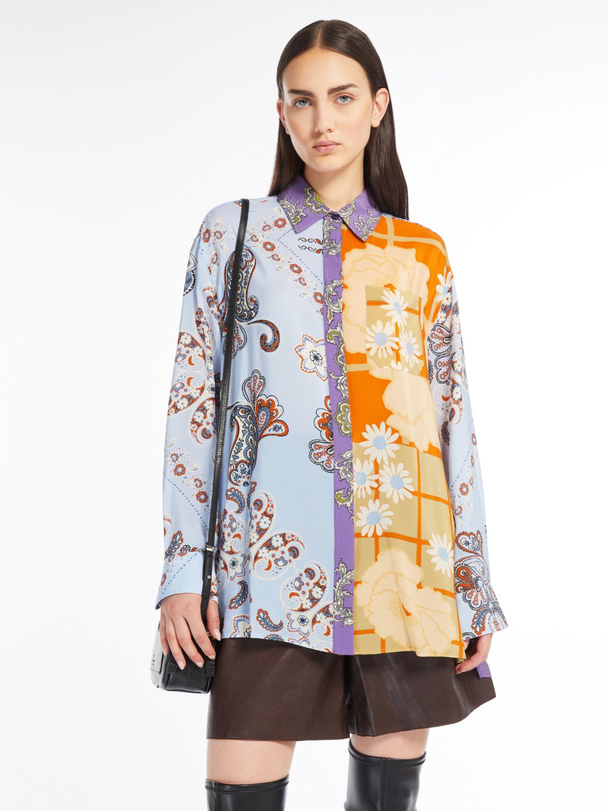 Printed crepe de chine shirt