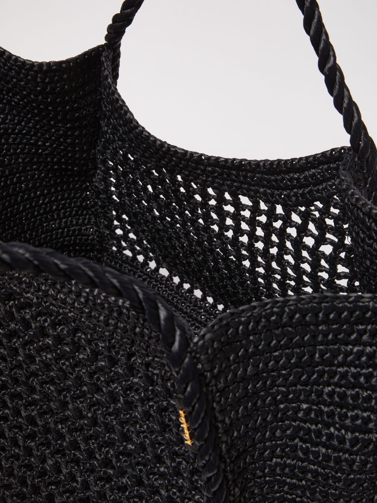 Raffia-effect fabric medium Marine bag