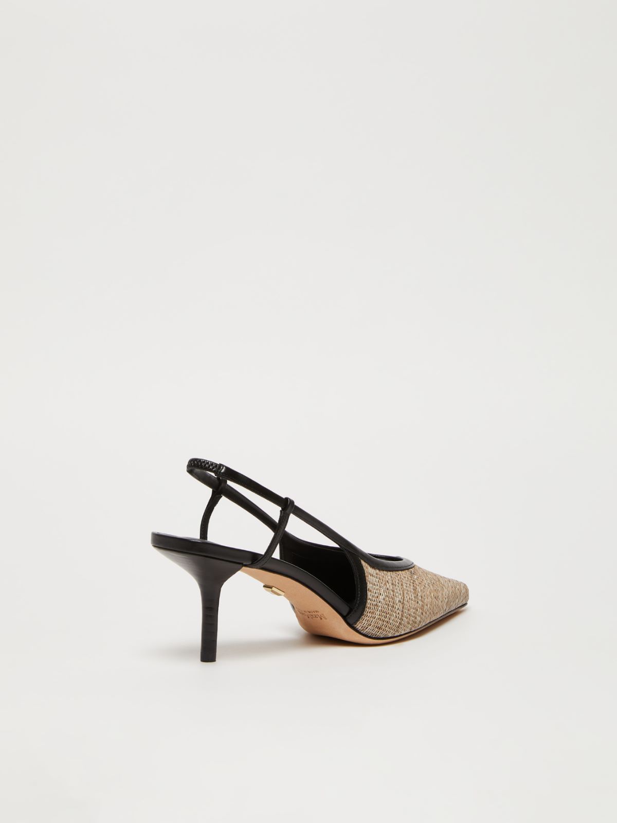 Smooth raffia-effect fabric slingbacks