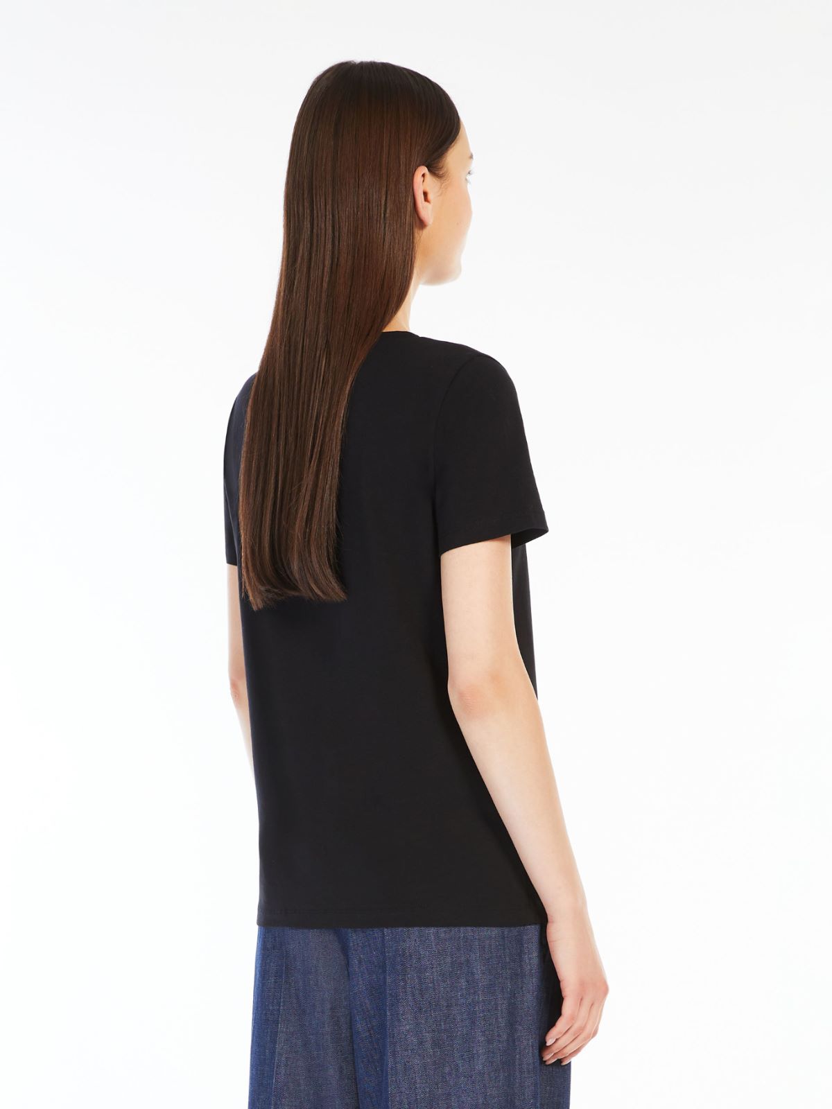 Stretch cotton basic T-shirt