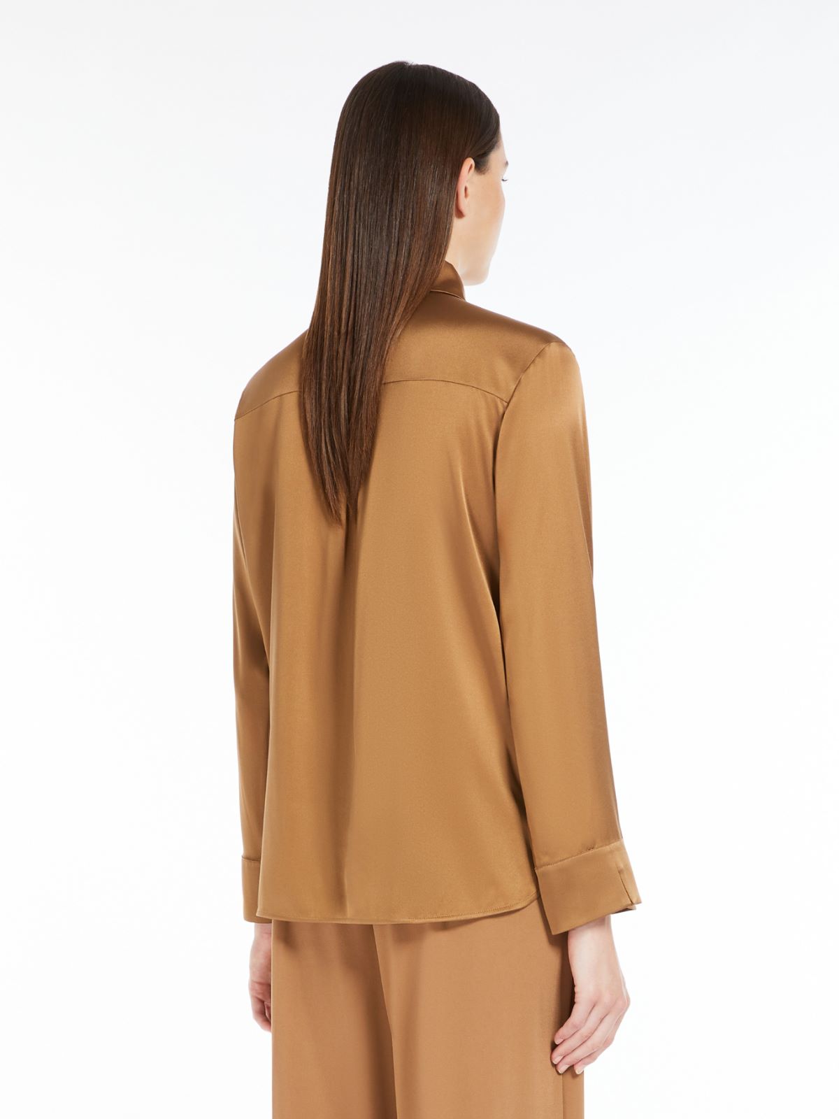 Stretch silk satin shirt