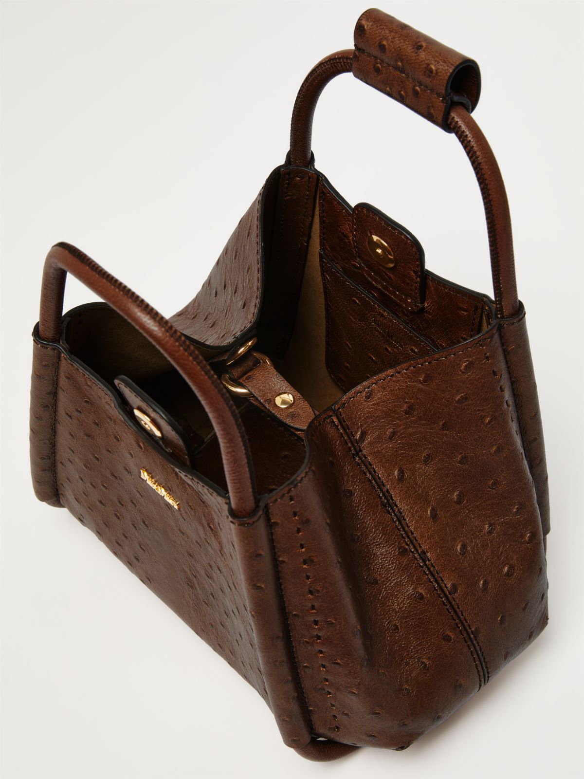Extra-small ostrich-print leather Marine Bag