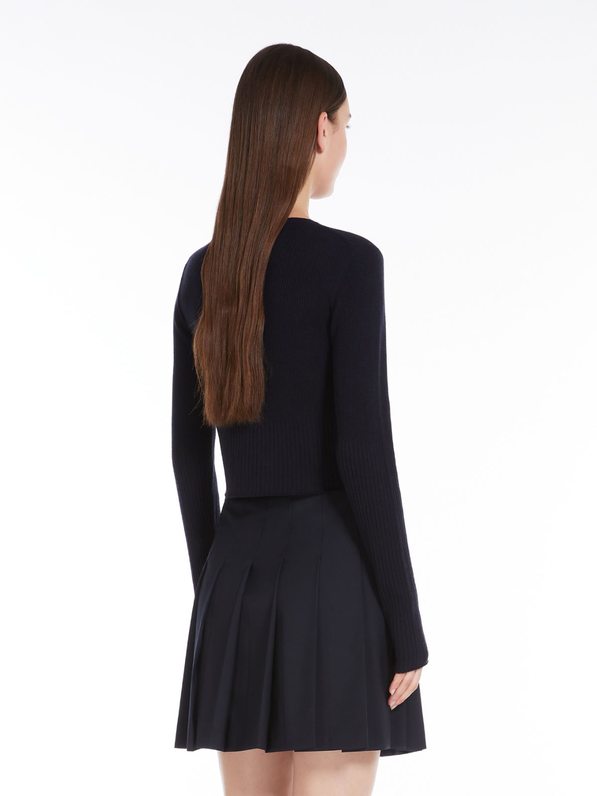 Silk and wool ribbed cardigan