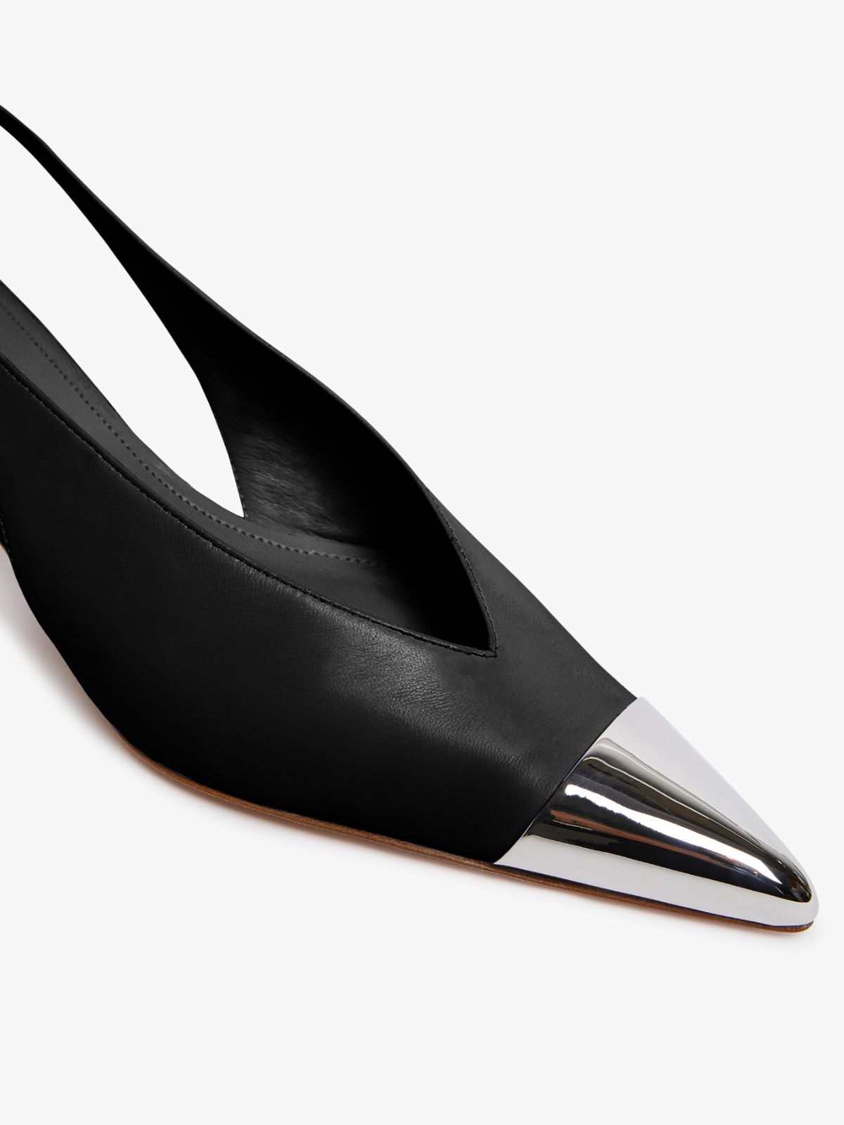 Metal-toe slingbacks