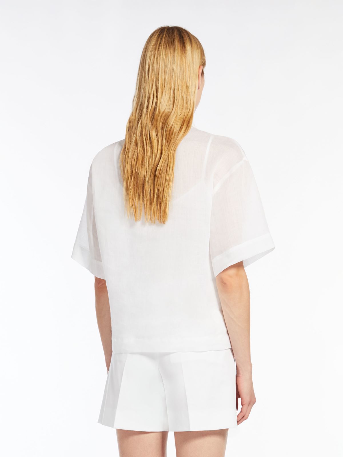 Polo T-shirt in ramie gauze