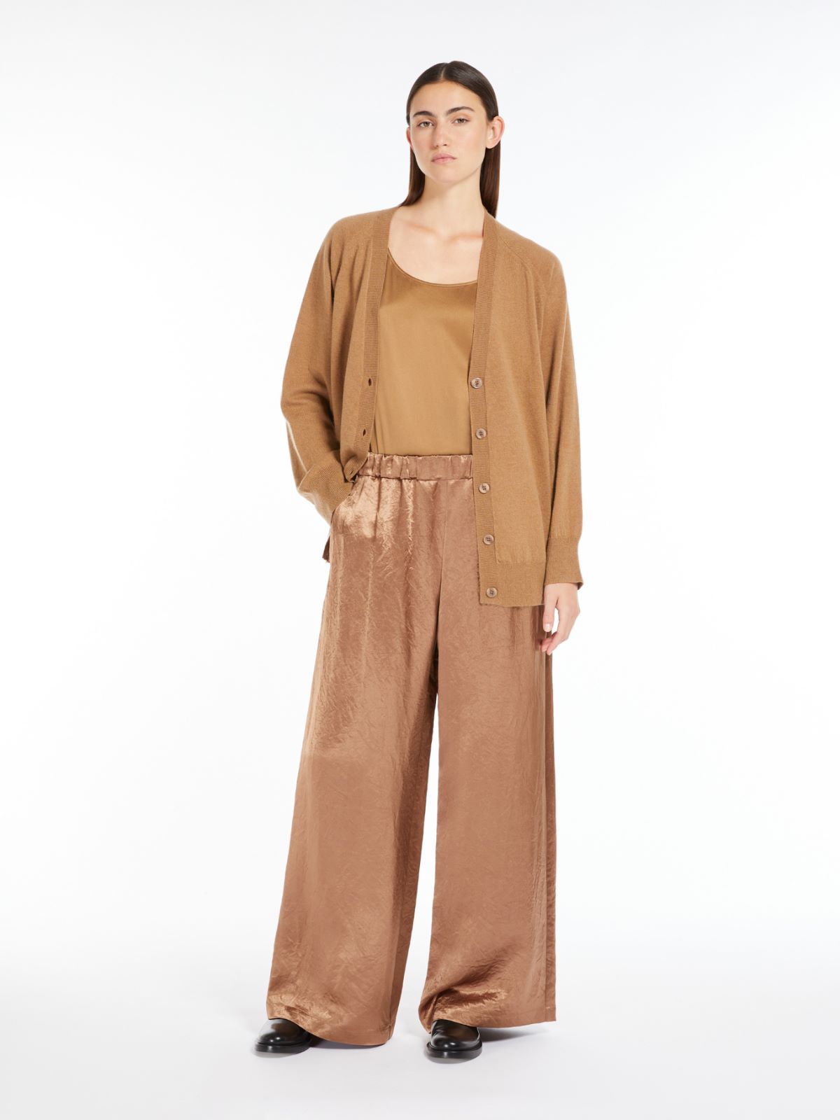 Cropped satin trousers