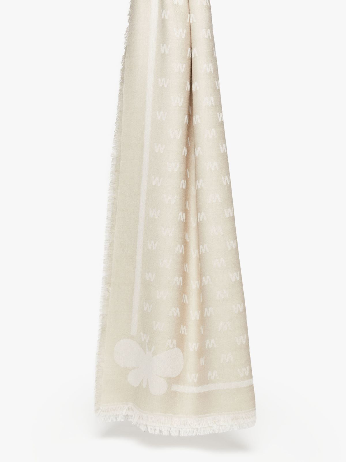 Jacquard-knit viscose and wool shawl