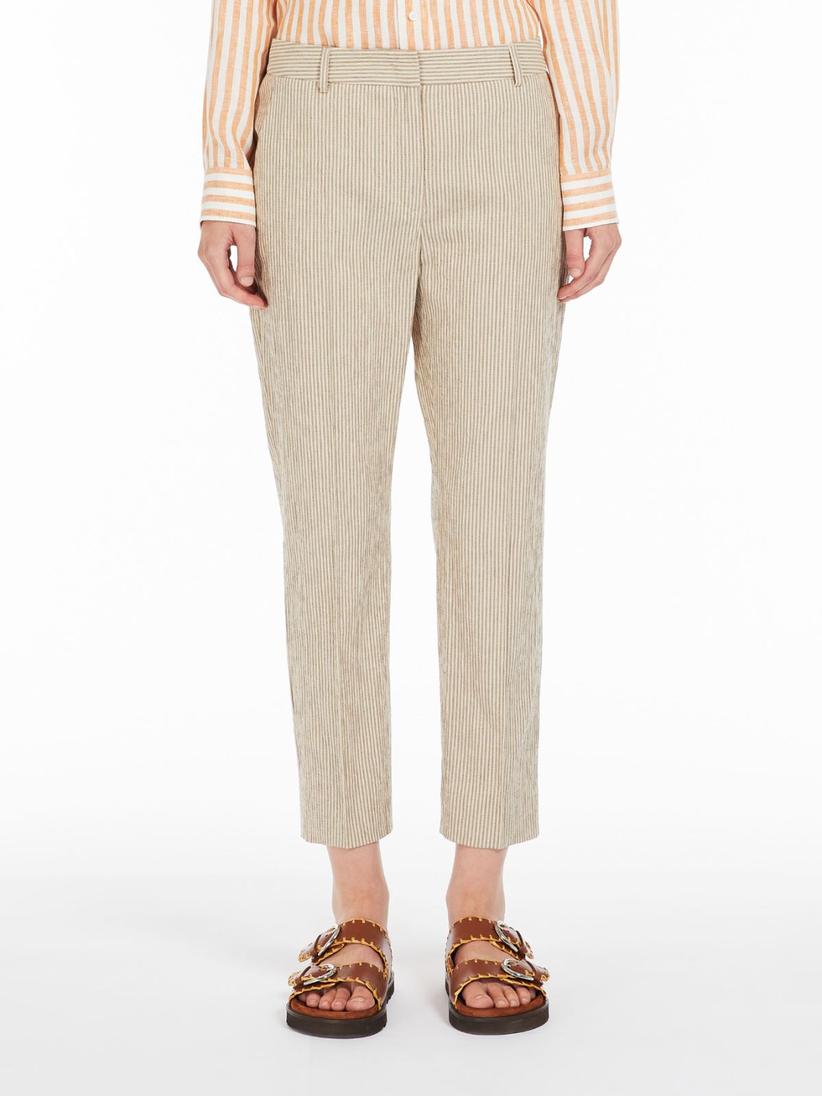 Cotton and linen seersucker trousers
