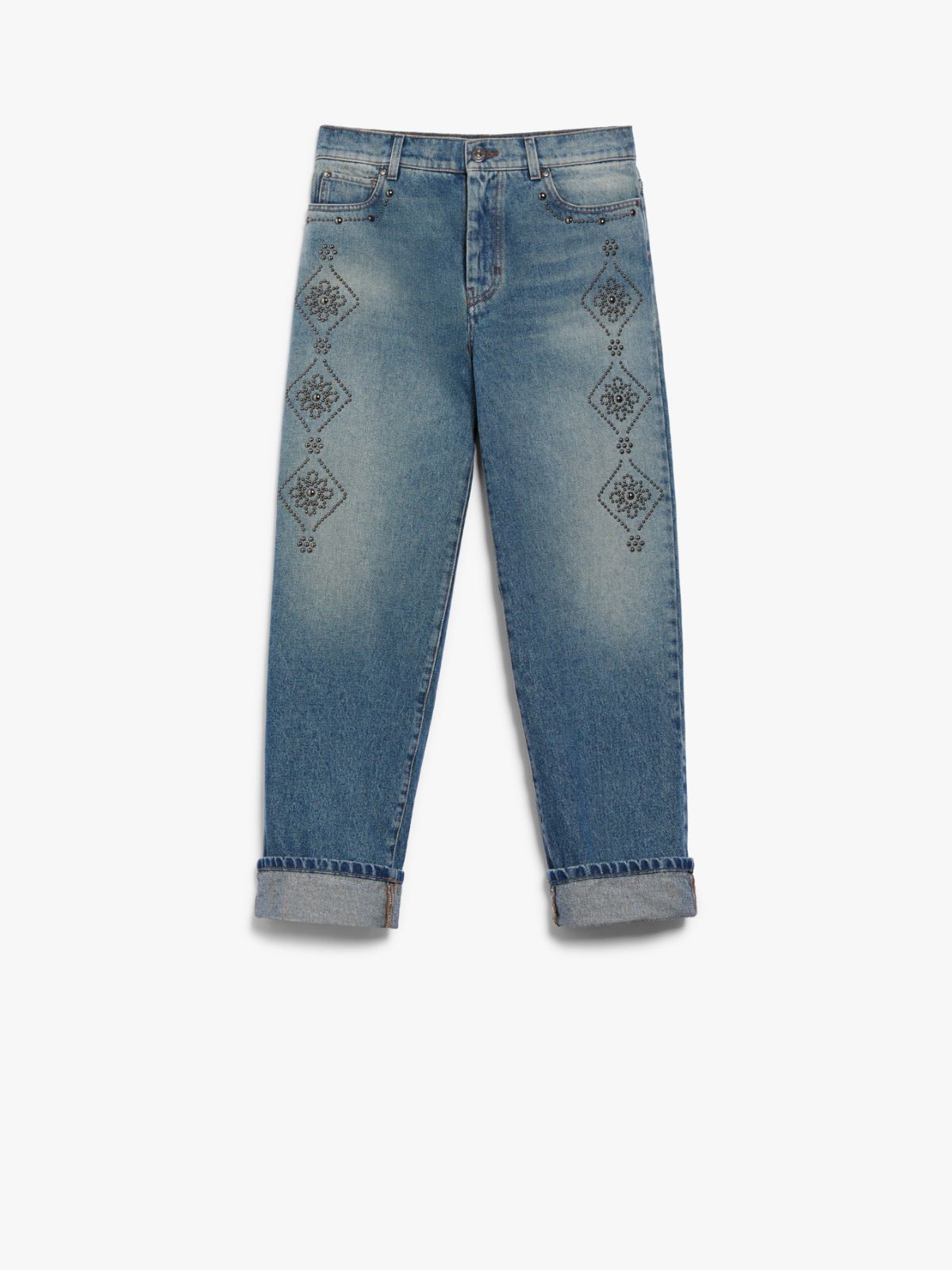 Regular-fit embroidered denim jeans