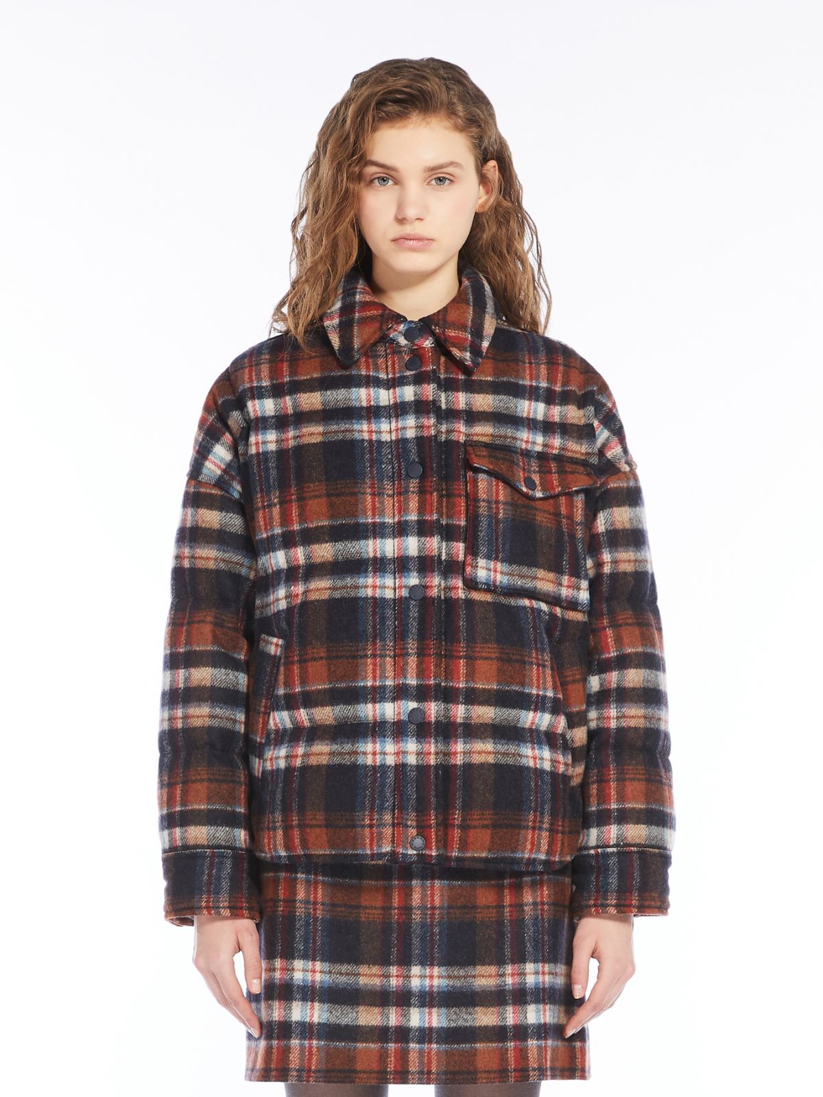 Chequered flannel down jacket