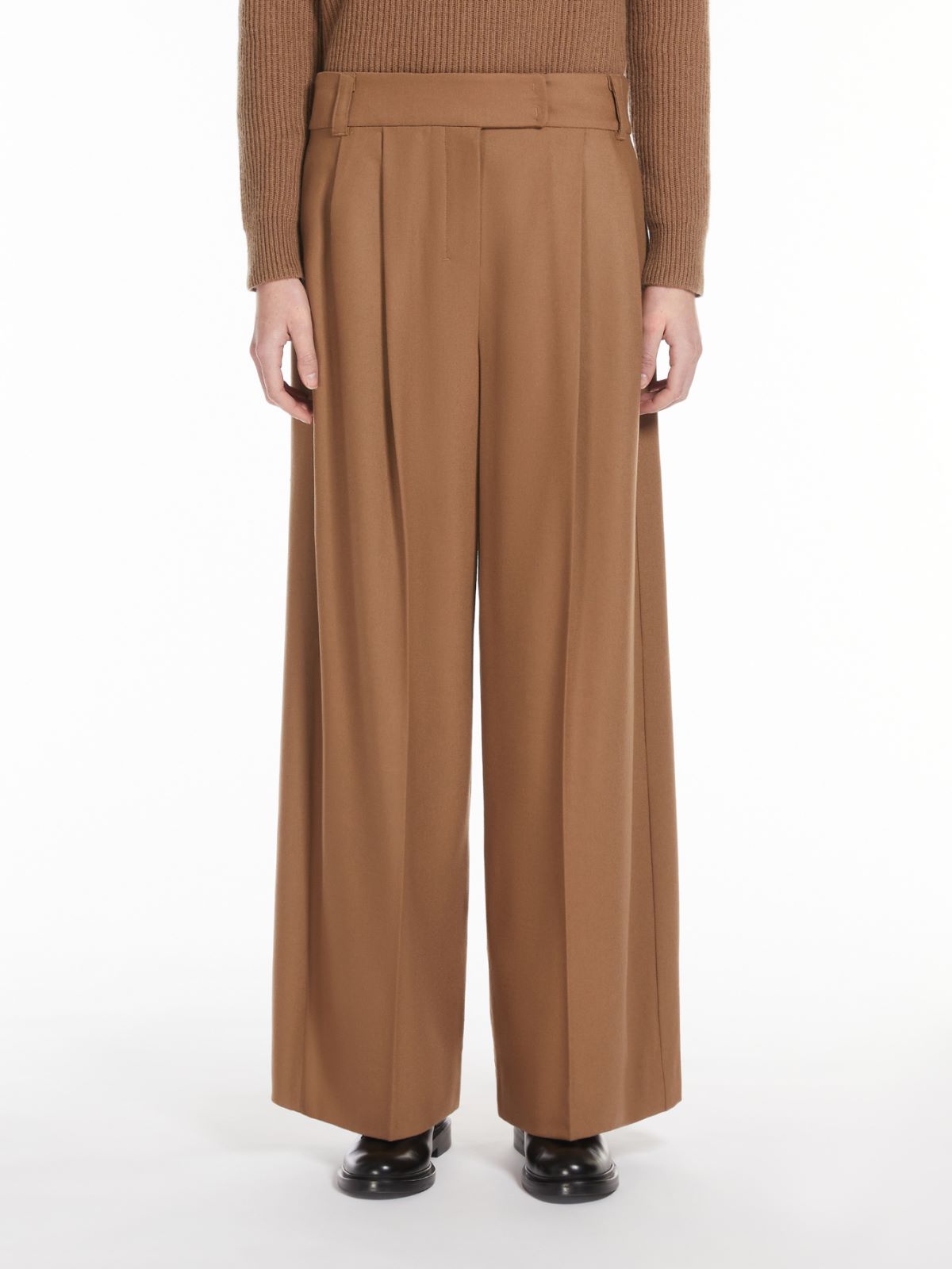 Flannel wide-leg trousers