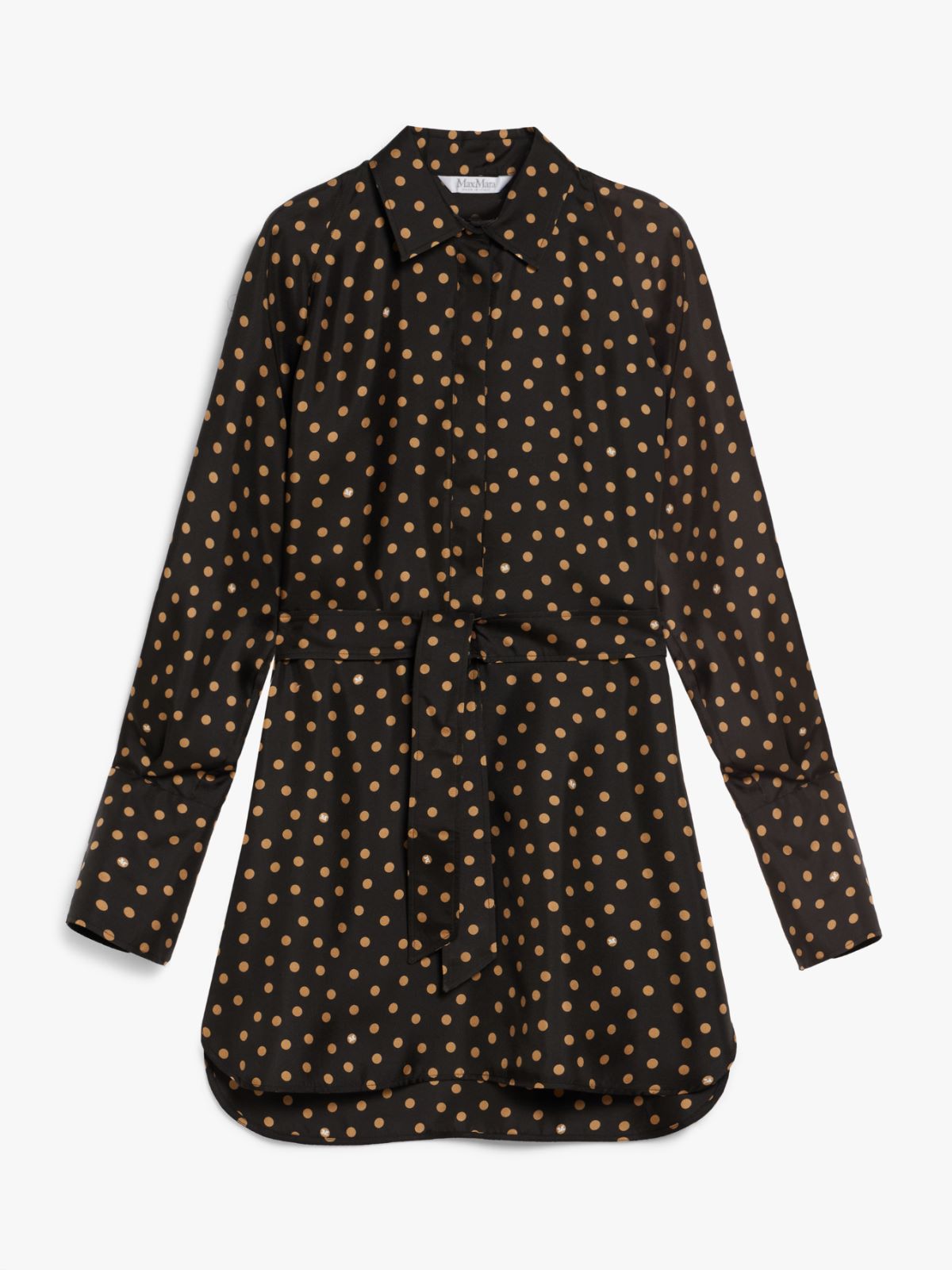 Printed silk shirt dress