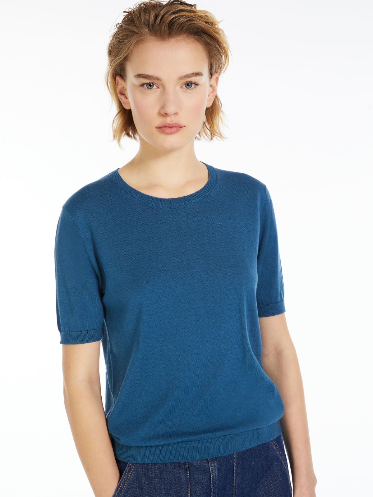 Silk and cotton yarn T-shirt