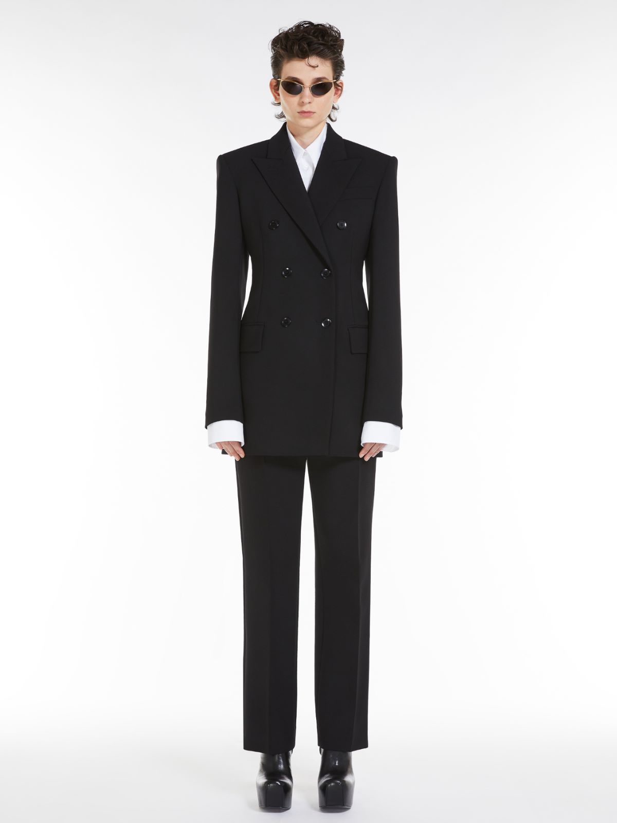 Slim-fit stretch wool trousers