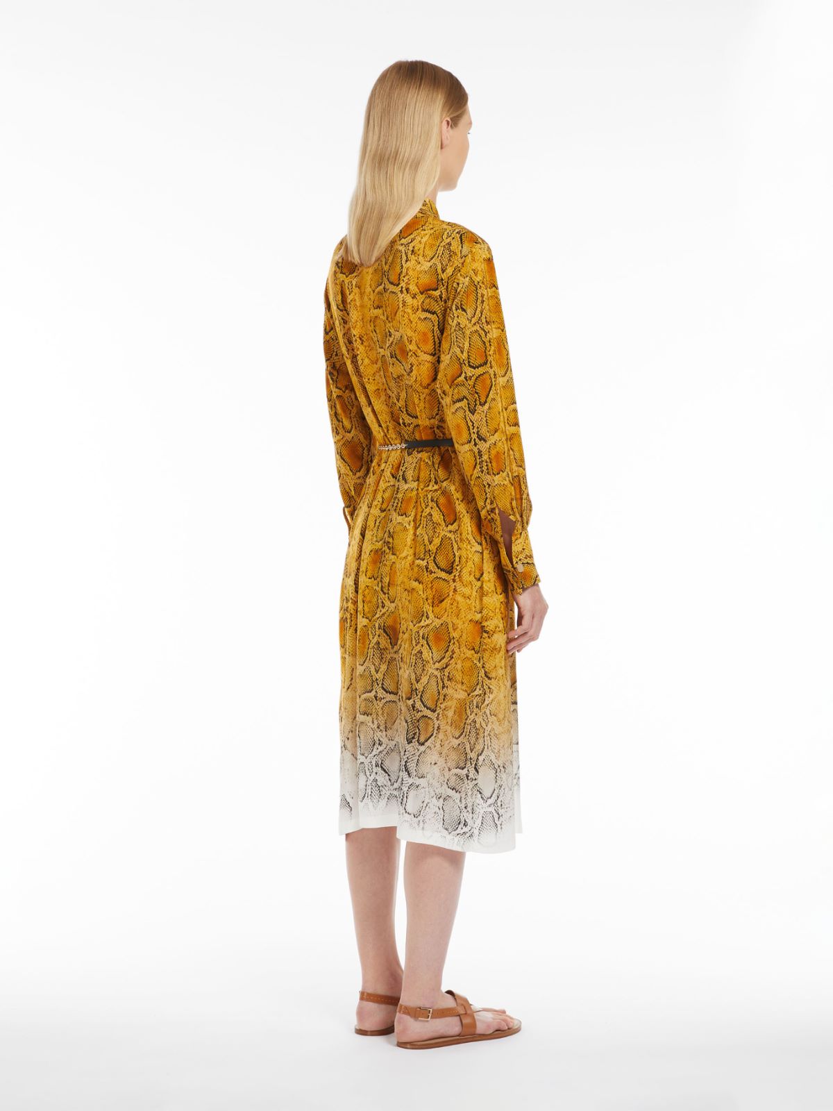 Printed silk shirt dress
