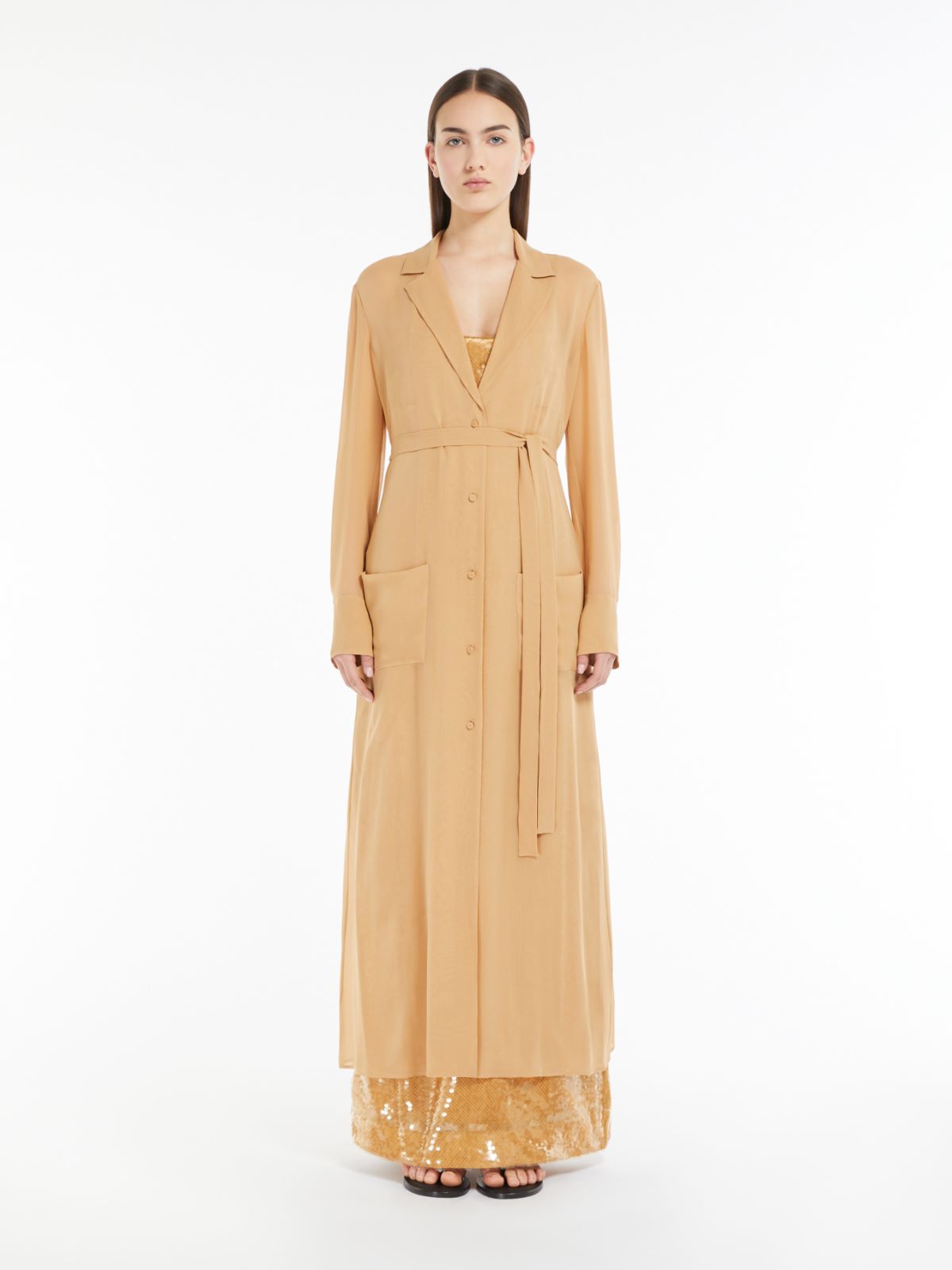 Silk georgette duster coat