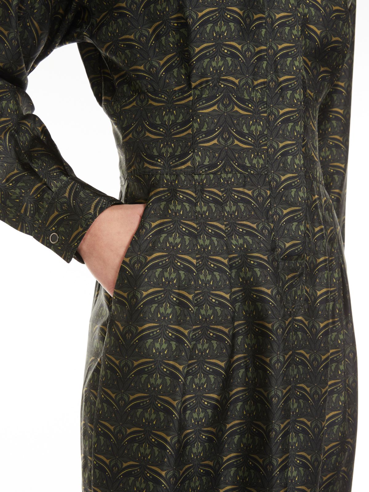 Printed silk shirt dress