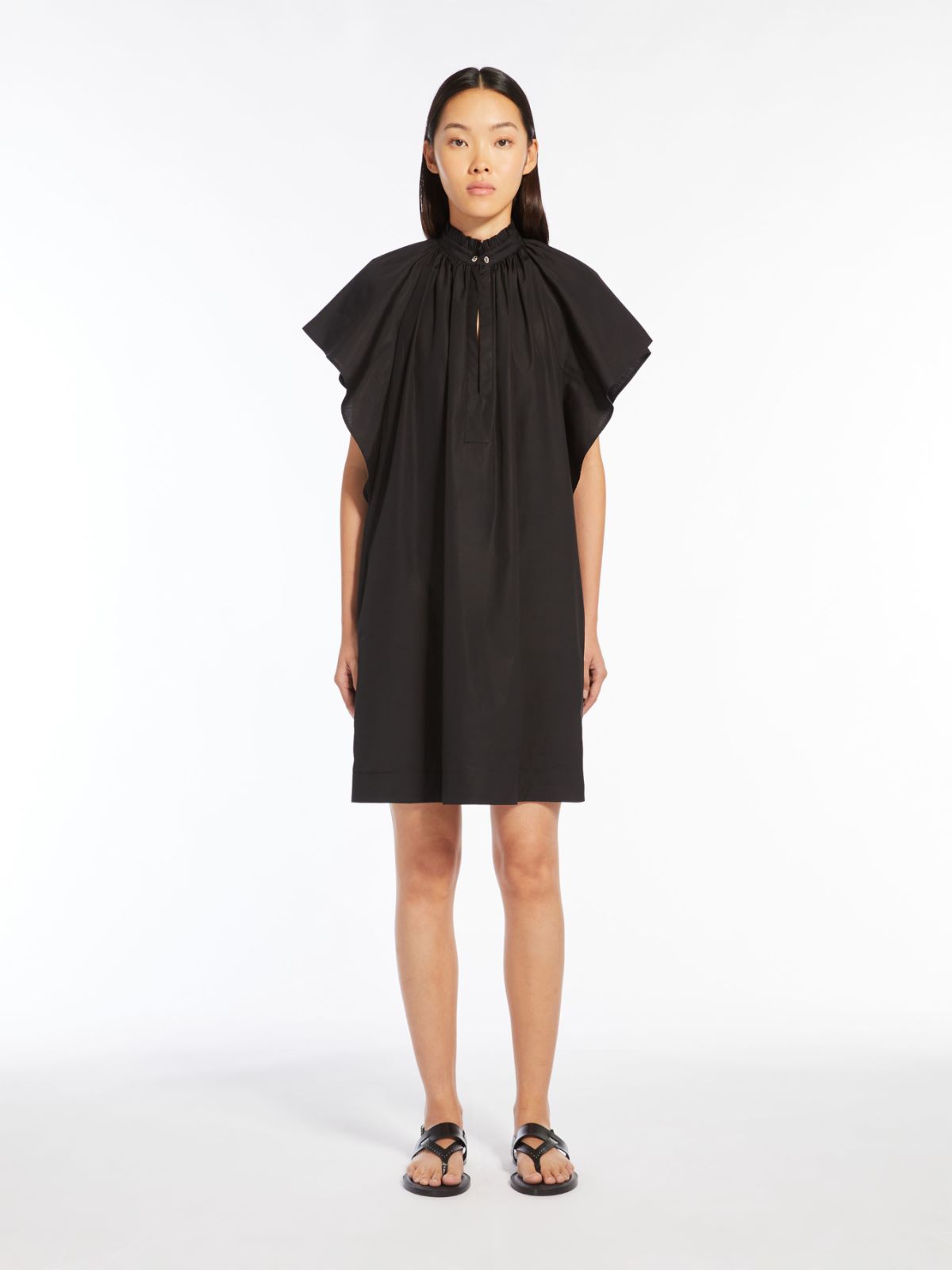 Poplin mini dress with flounce
