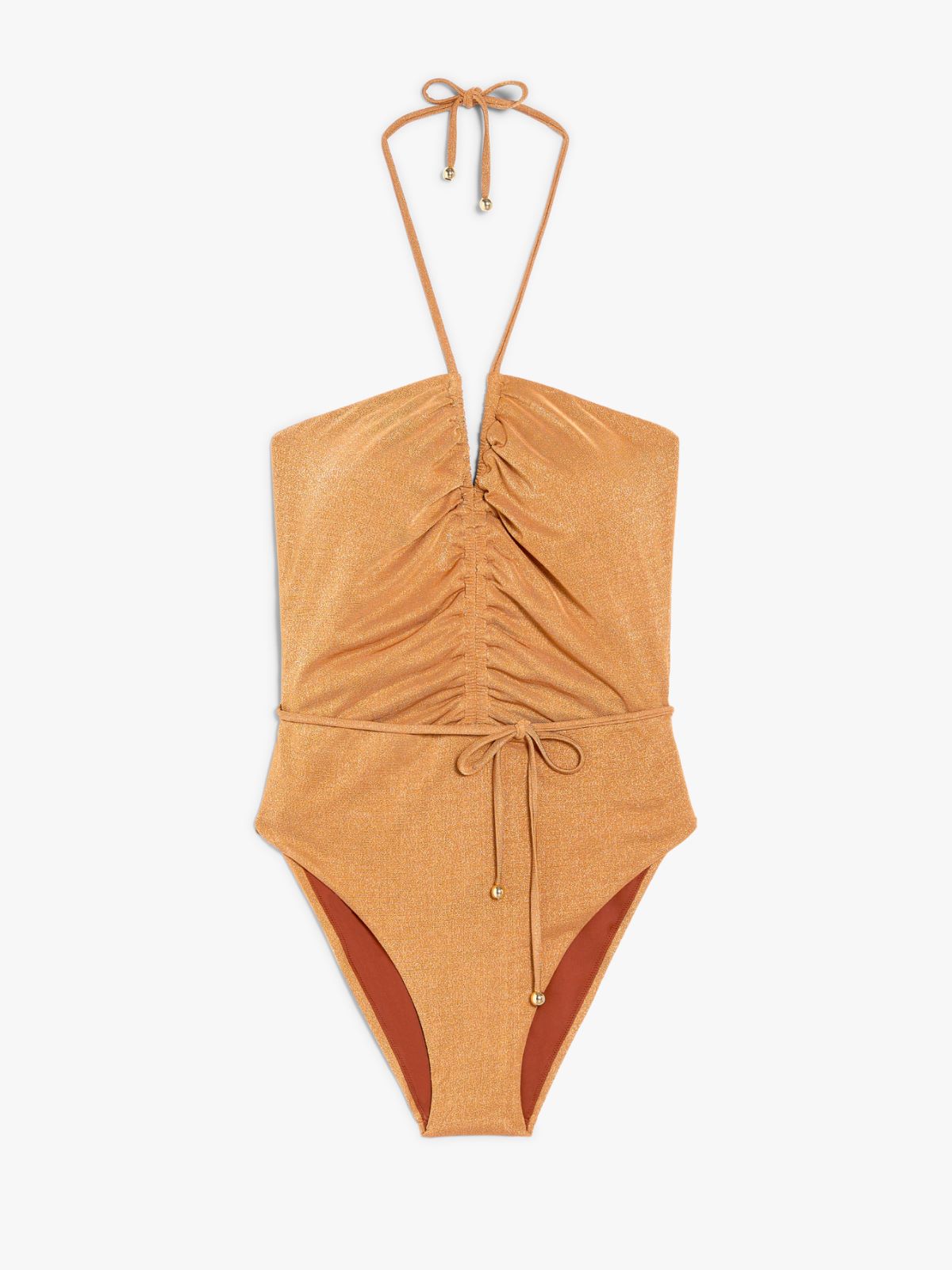 Jersey and lurex one-piece swimsuit