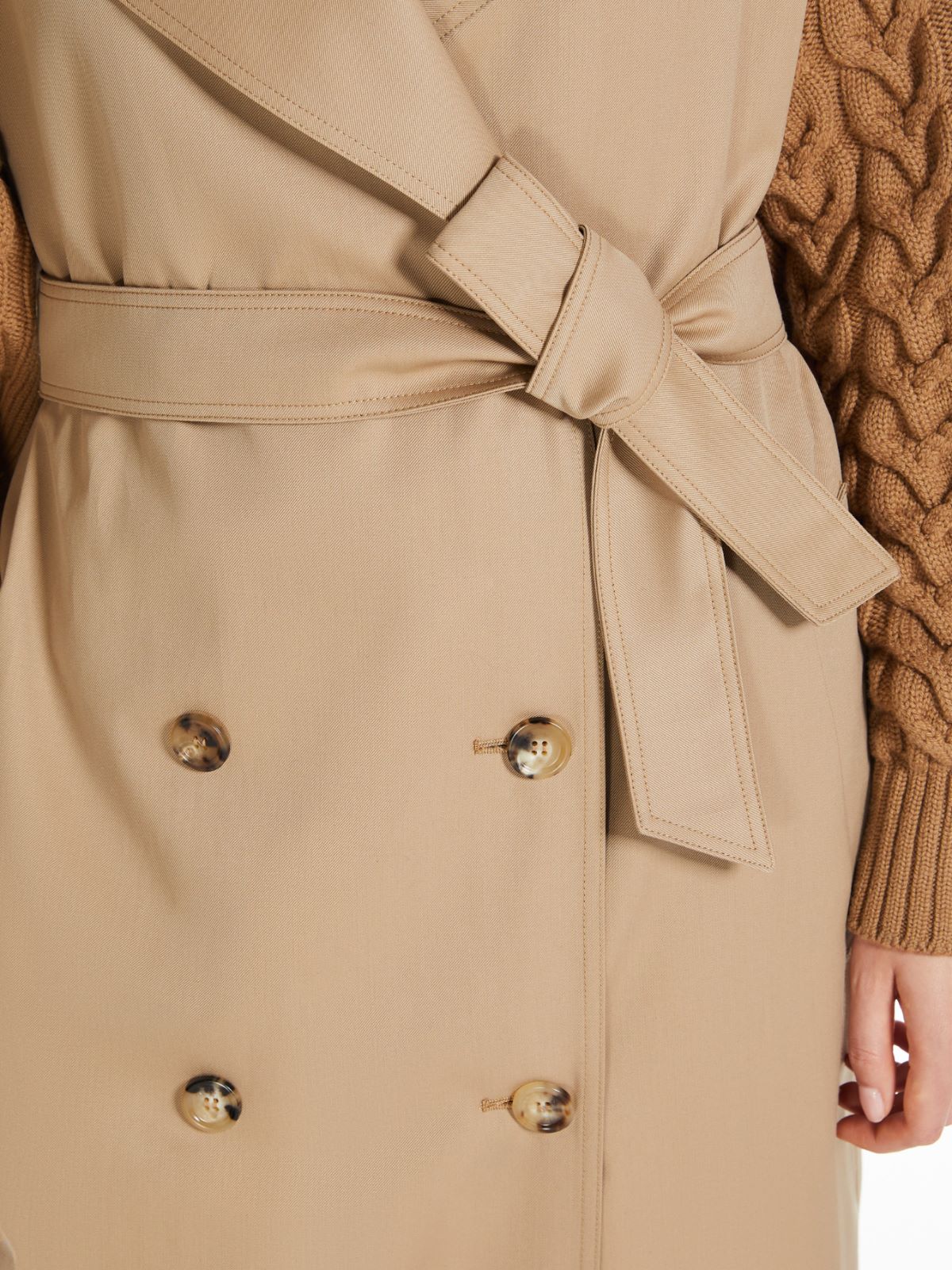 Water-repellent gabardine trench coat