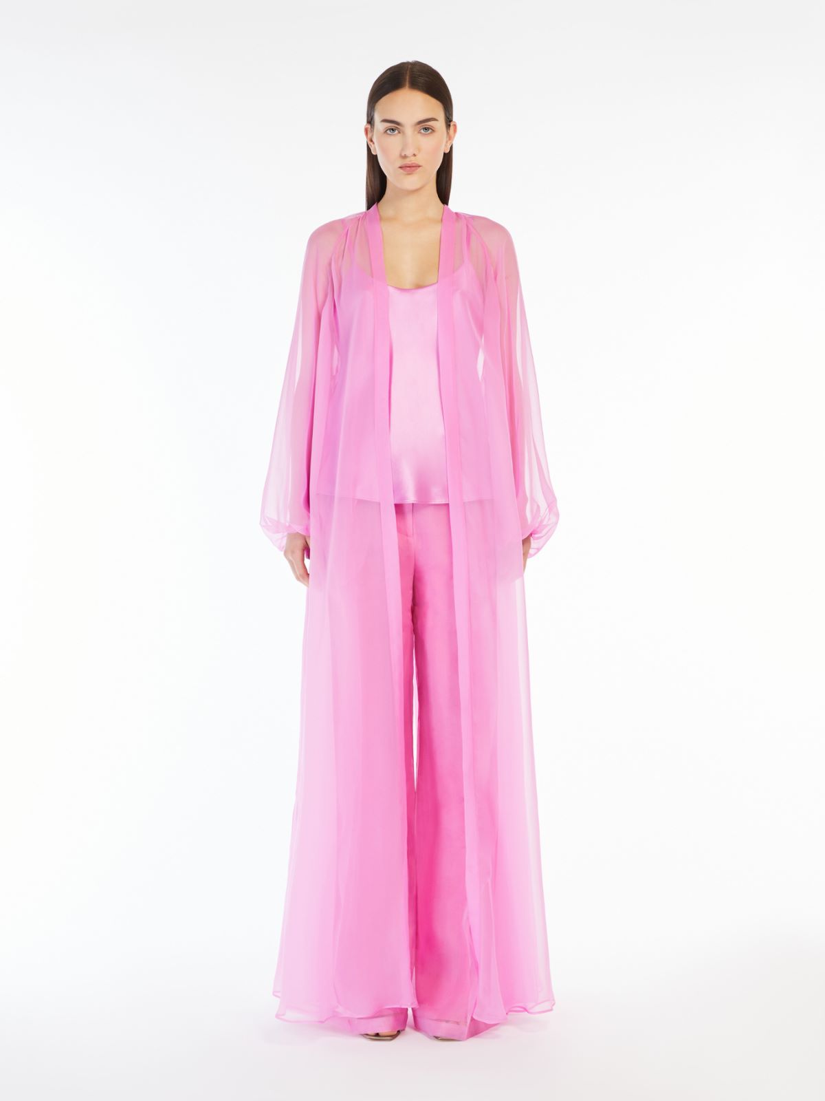 Silk chiffon duster coat