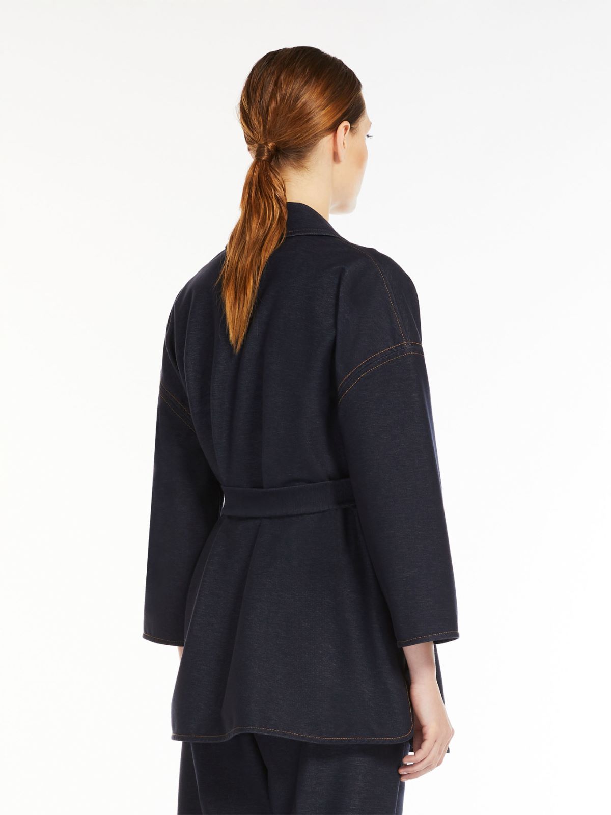 Denim-look jersey robe jacket