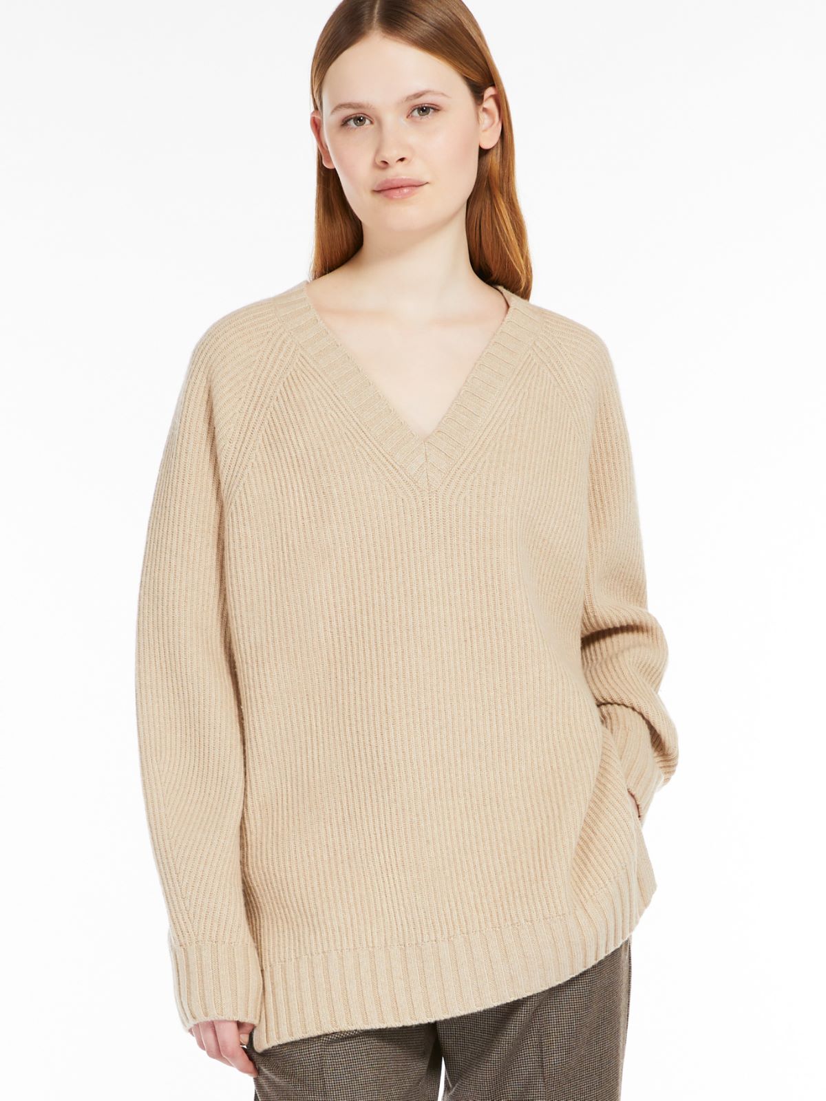 Wool, viscose and cashmere V-neck sweater