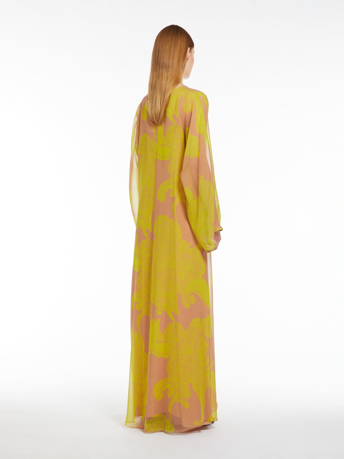 Printed silk kaftan dress