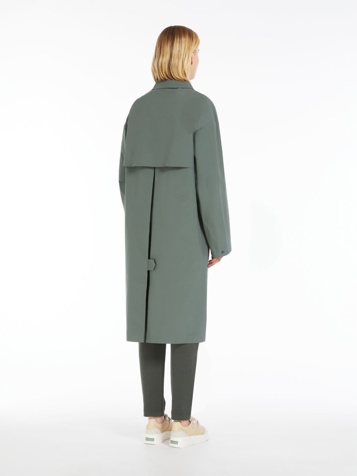 Rubber-coated technical canvas trench coat